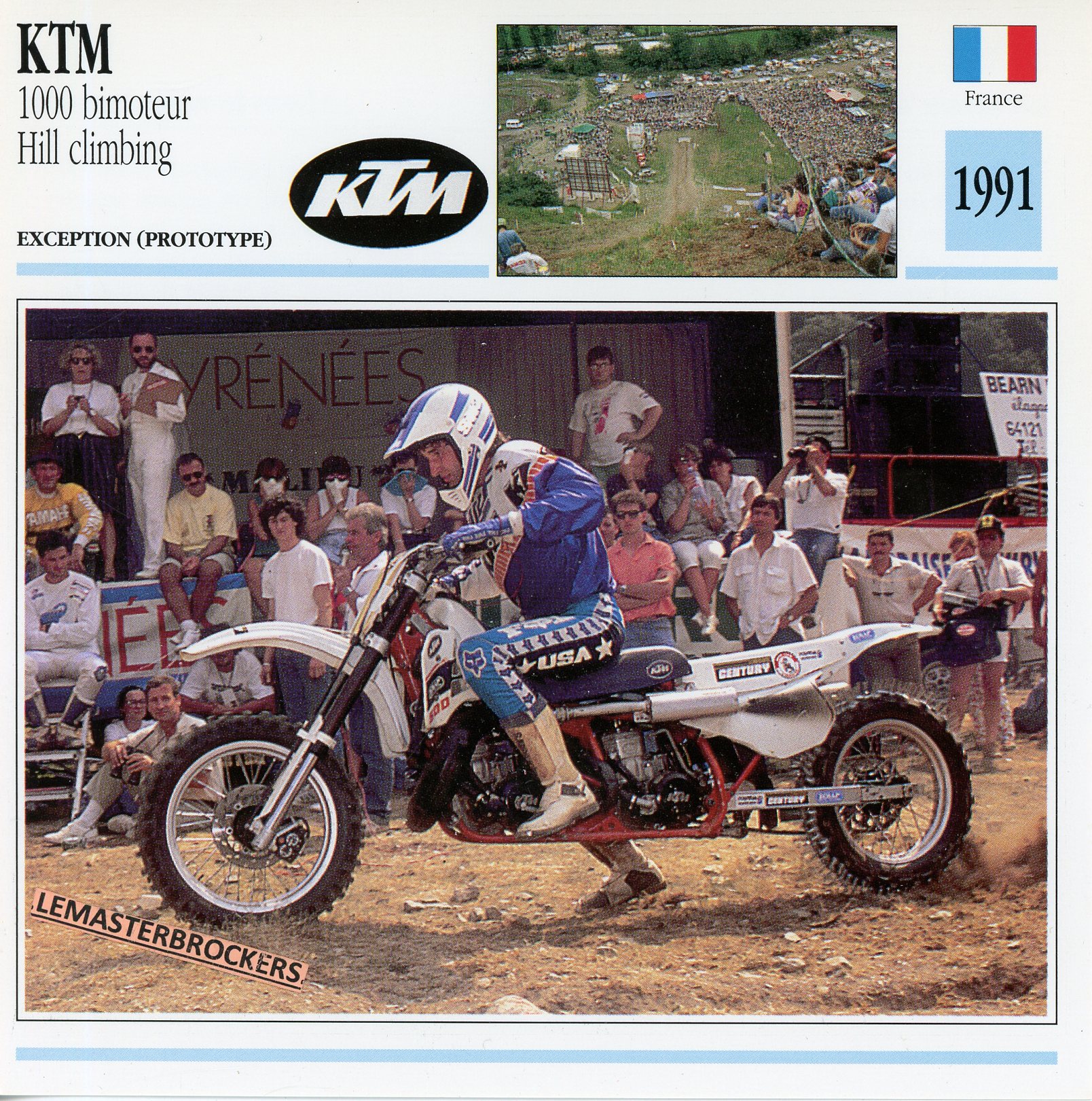 KTM-1000-HILL-CLIMBING-LEMASTERBROCKERS-FICHE-MOTO-ATLAS-CARD-1991