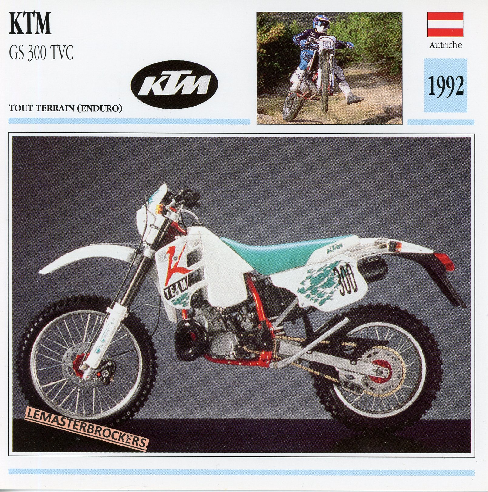 KTM-GS300-TVC-LEMASTERBROCKERS-FICHE-MOTO-ATLAS-CARD-1992