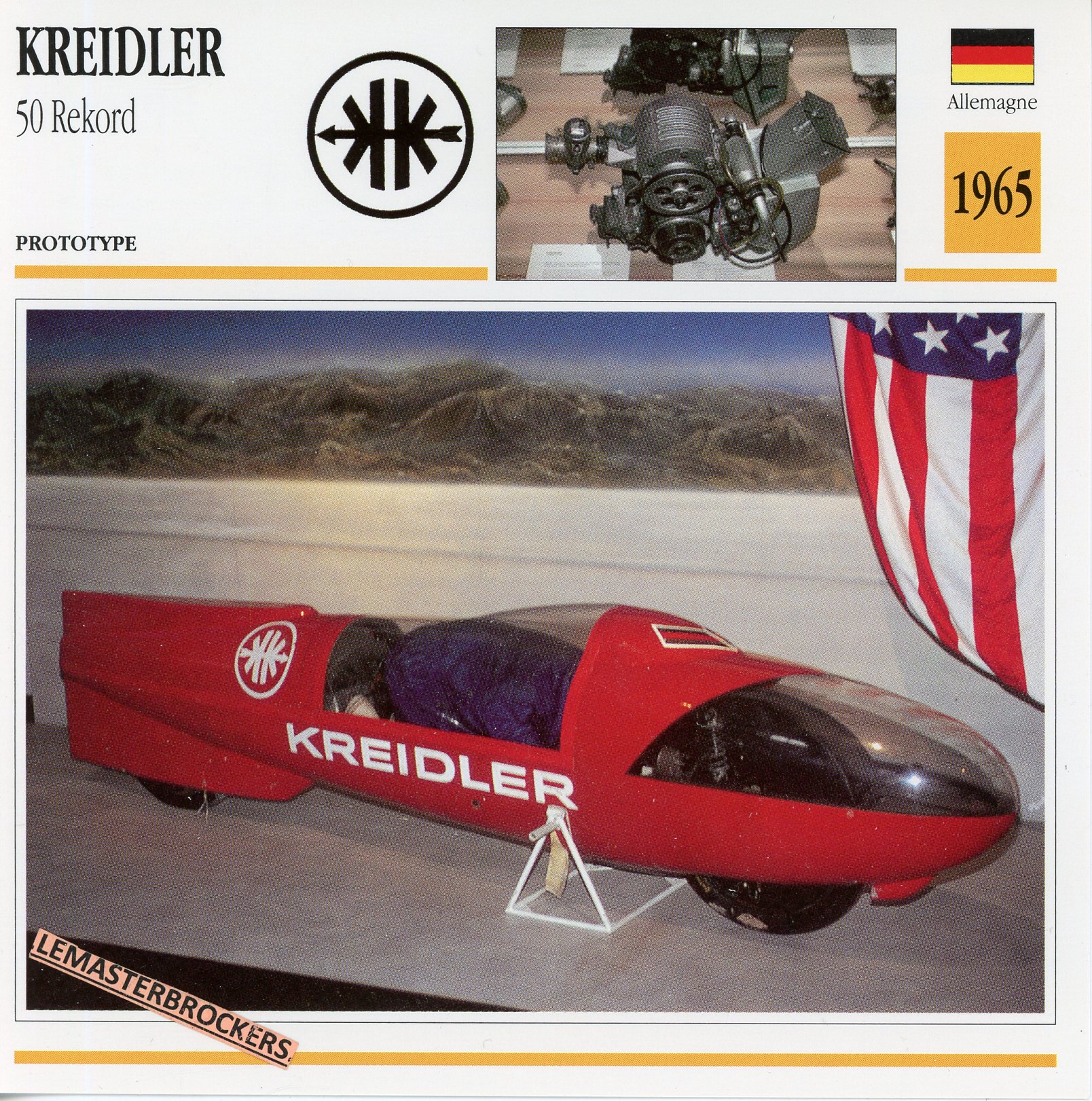 KREIDLER-50-REKORD-1965-LEMASTERBROCKERS-FICHE-RECORD-DE-VITESSE-ATLAS-CARD