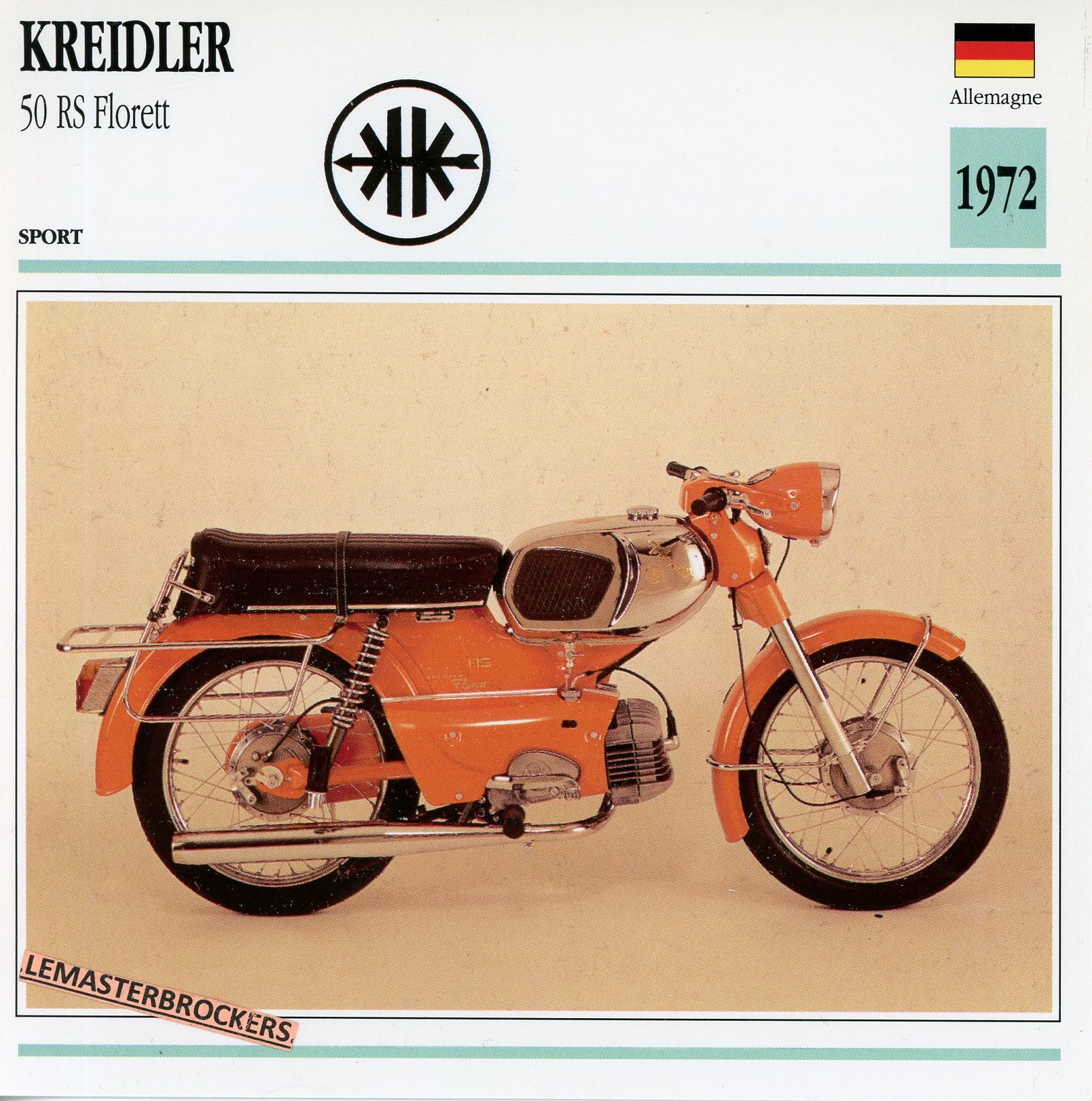 KREIDLER-50-RS-FLORETT-1972-LEMASTERBROCKERS-FICHE-MOTO-ATLAS-CARD