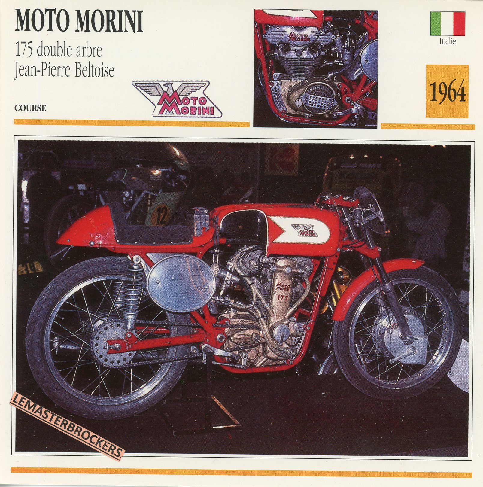 MORINI-175-JEAN-PIERRE-BELTOISE-1964-LEMASTERBROCKERS-FICHE-MOTO-ATLAS-CARD