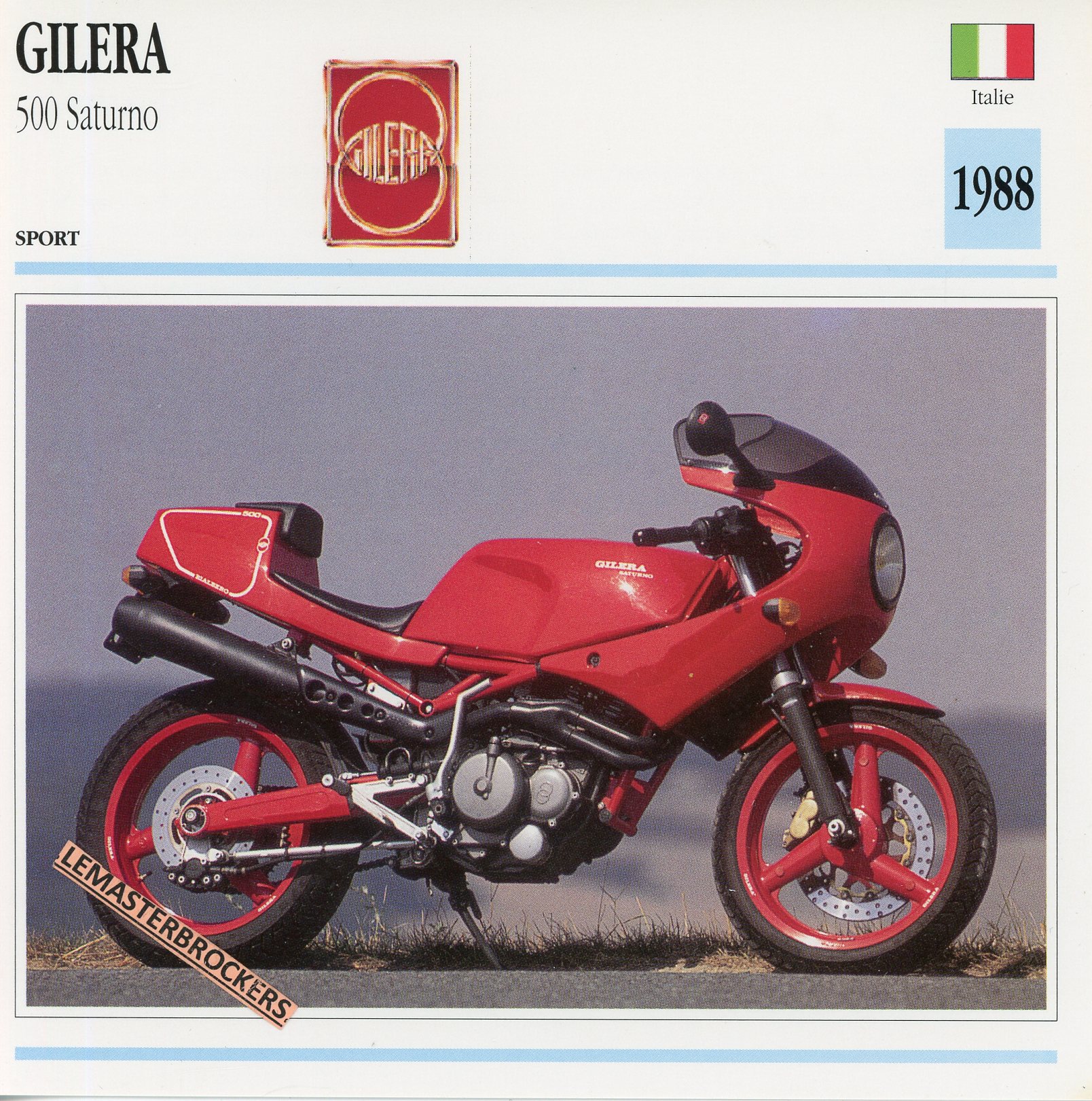 GILERA-500-SATURNO-1988-FICHE-MOTO-MOTORCYCLE-CARDS-ATLAS-LEMASTERBROCKERS
