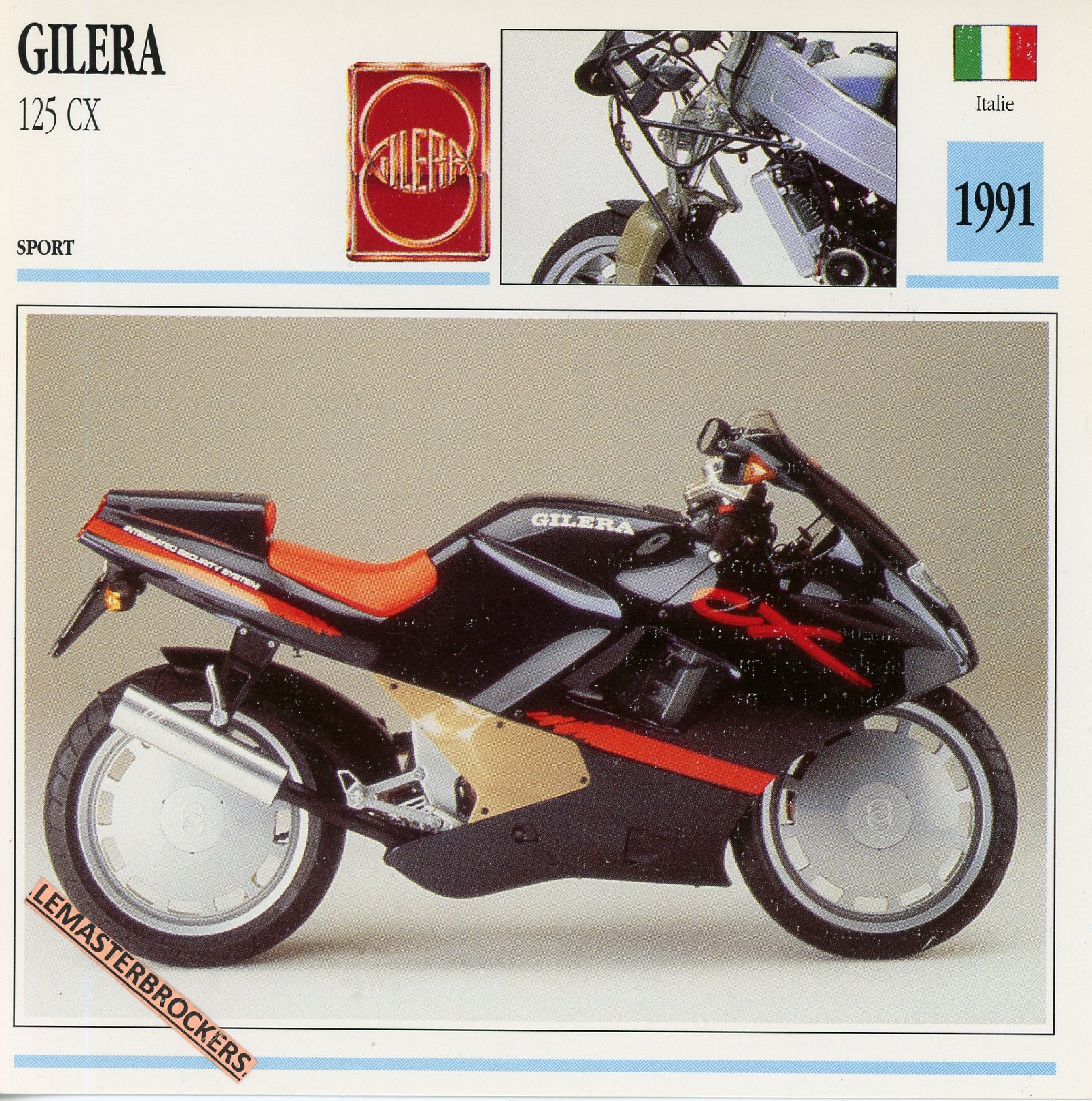 GILERA-125-CX-CX125-1991-FICHE-MOTO-MOTORCYCLE-CARDS-ATLAS-LEMASTERBROCKERS