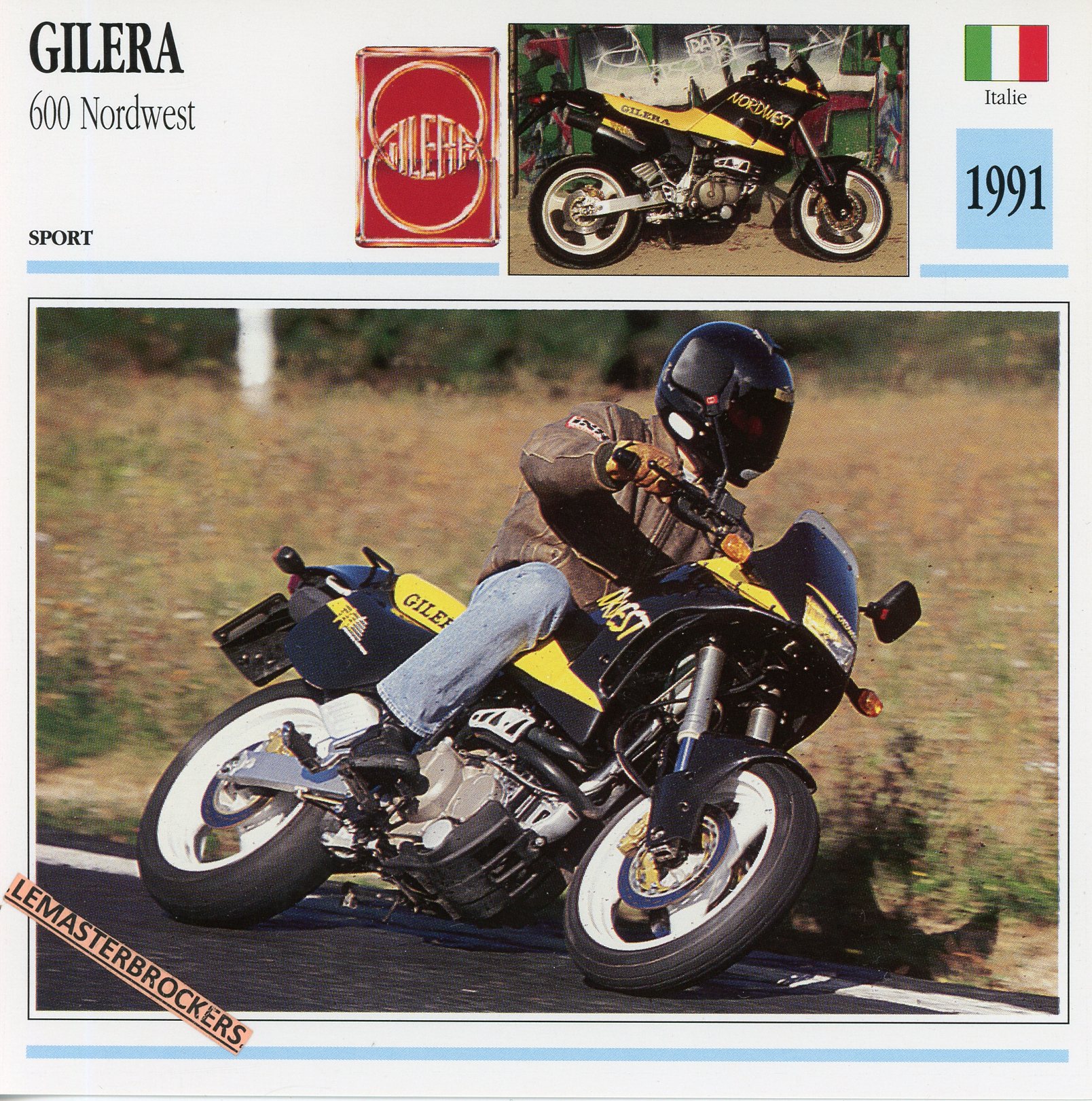 GILERA-600-NORDWEST-1991-FICHE-MOTO-MOTORCYCLE-CARDS-ATLAS-LEMASTERBROCKERS