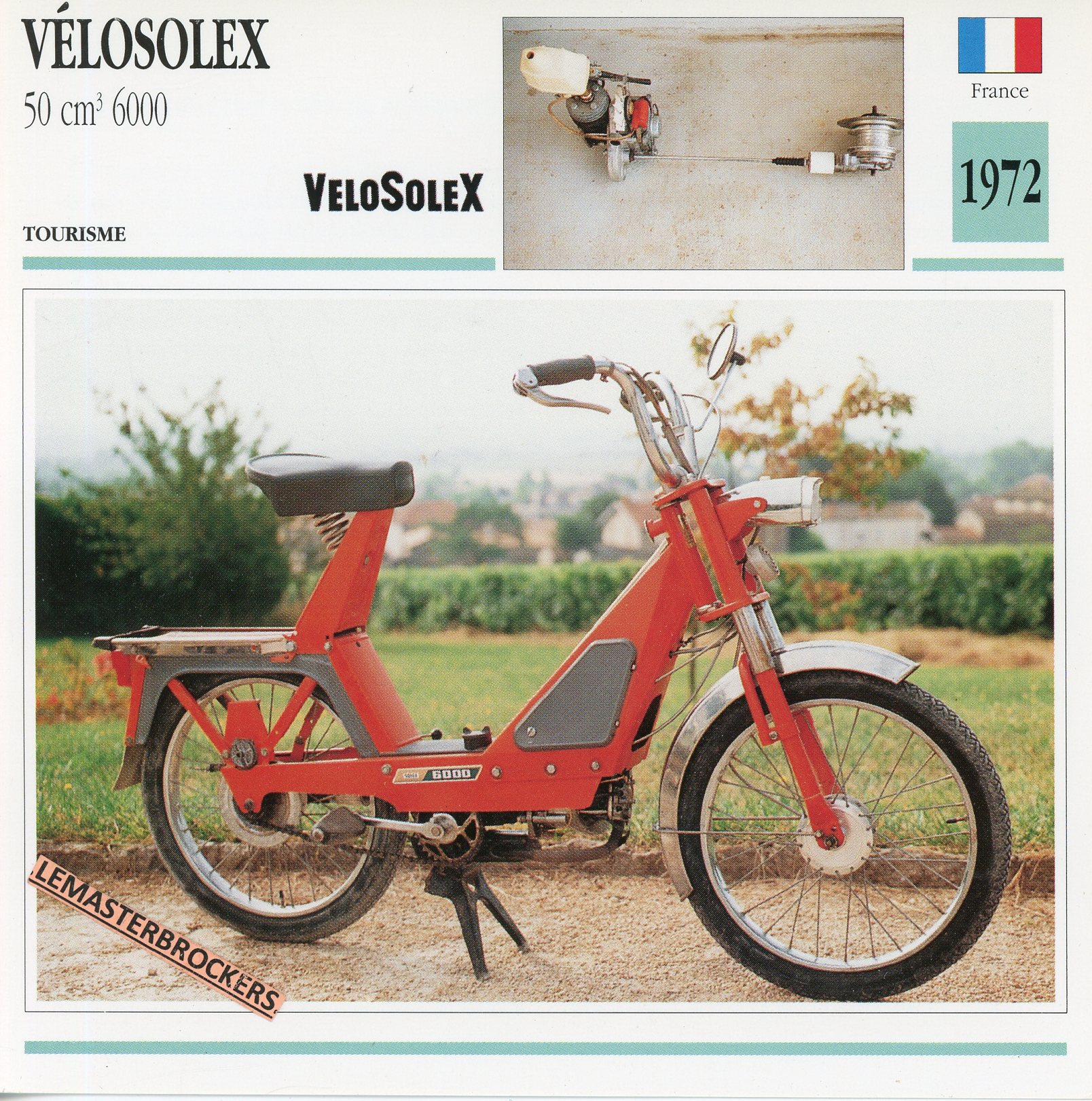 VELOSOLEX 6000 - FICHE CYCLOMOTEUR SOLEX 50 MOTORCYCLE CARDS ATLAS FRENCH