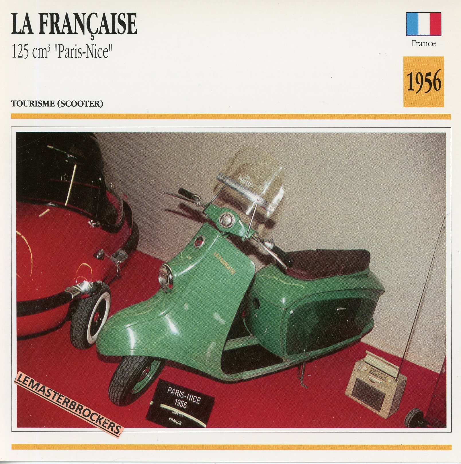LAFRANCAISE-125-PARIS-NICE-1956-FICHE-SCOOTER-MOTORCYCLE-CARDS-ATLAS-LEMASTERBROCKERS