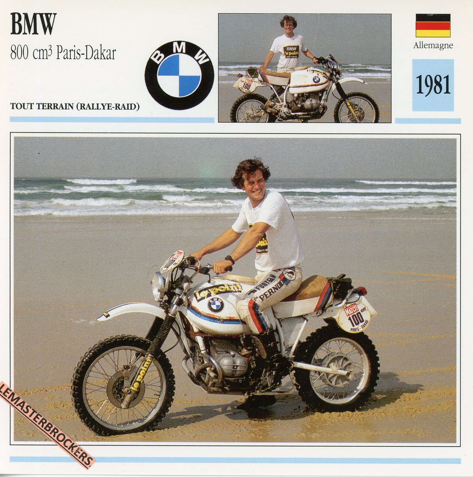 BMW-PARIS-DAKAR-1981-FICHE-MINI-MOTO-MOTORCYCLE-CARDS-ATLAS-LEMASTERBROCKERS
