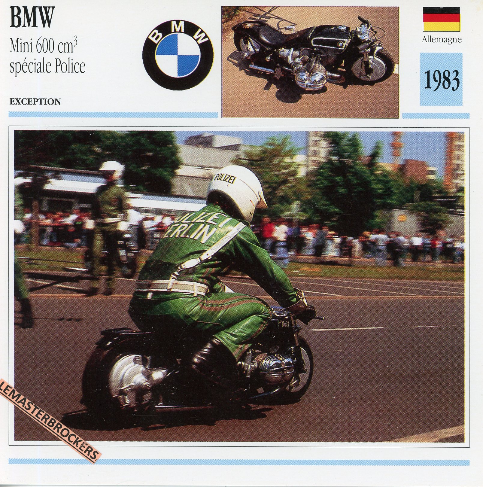 BMW-SPECIAL-POLICE-1983-FICHE-MINI-MOTO-MOTORCYCLE-CARDS-ATLAS-LEMASTERBROCKERS
