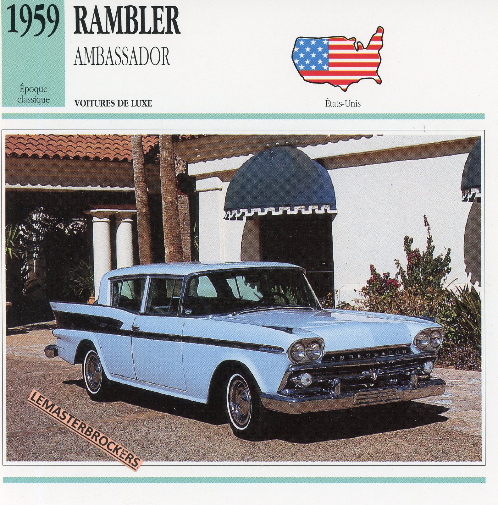 RAMBLER-AMBASSADOR-1959-FICHE-AUTO-CARD-CARS-LEMASTERBROCKERS