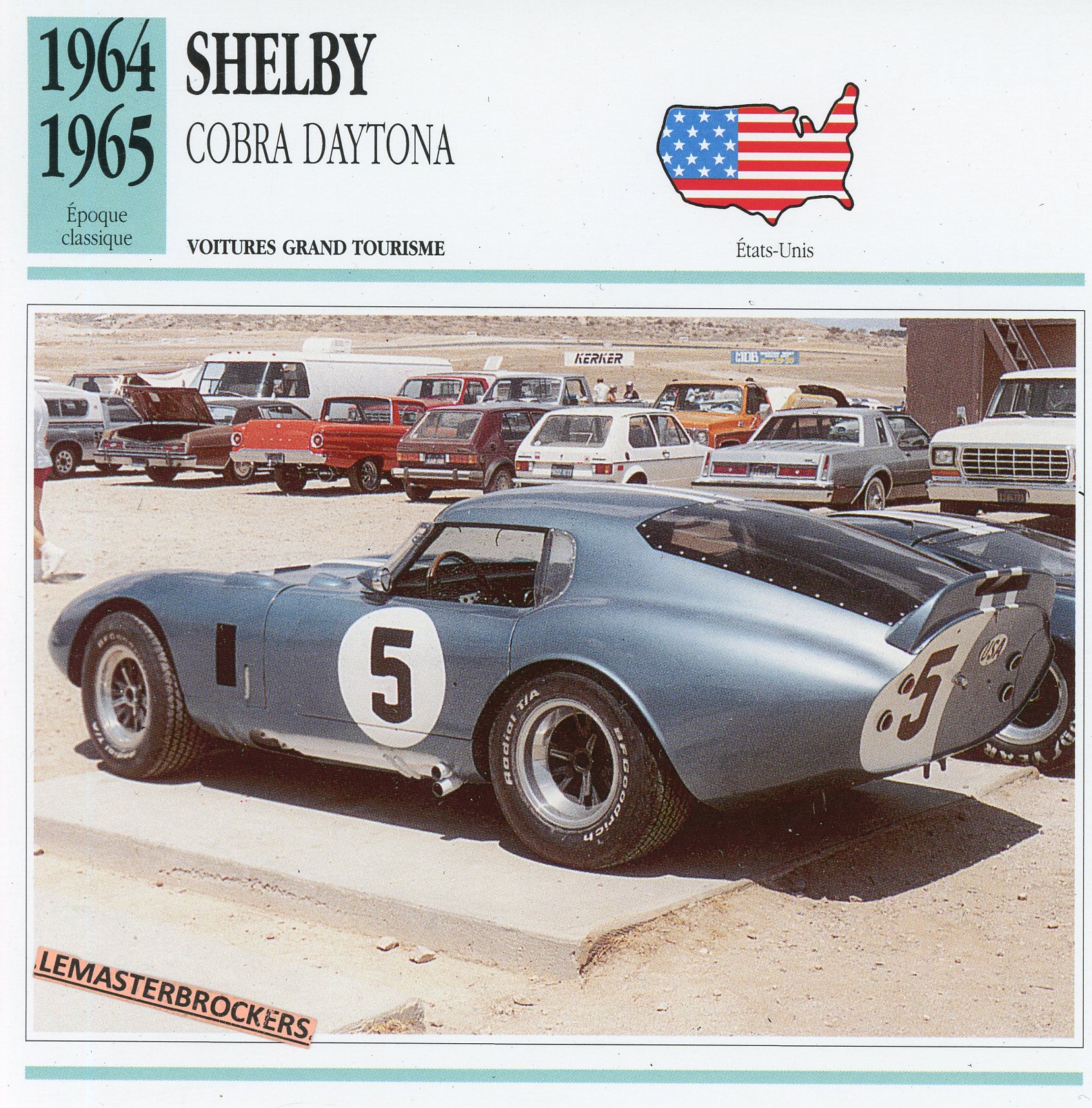 SHELBEY-COBRA-DAYTONA-1964-1965-FICHE-AUTO-CARD-CARS-LEMASTERBROCKERS