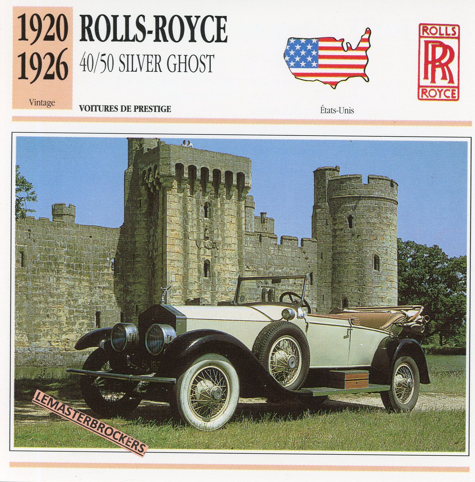ROLLS-ROYCE-SILVER-GHOST-1920-FICHE-AUTO-CARD-CARS-LEMASTERBROCKERS