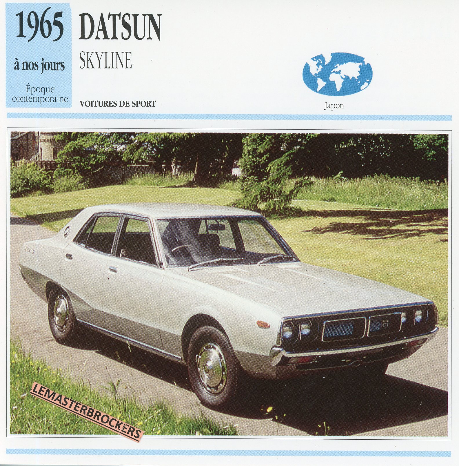 DATSUN SKYLINE 1965 - FICHE AUTO - CARD CARS ATLAS FRENCH