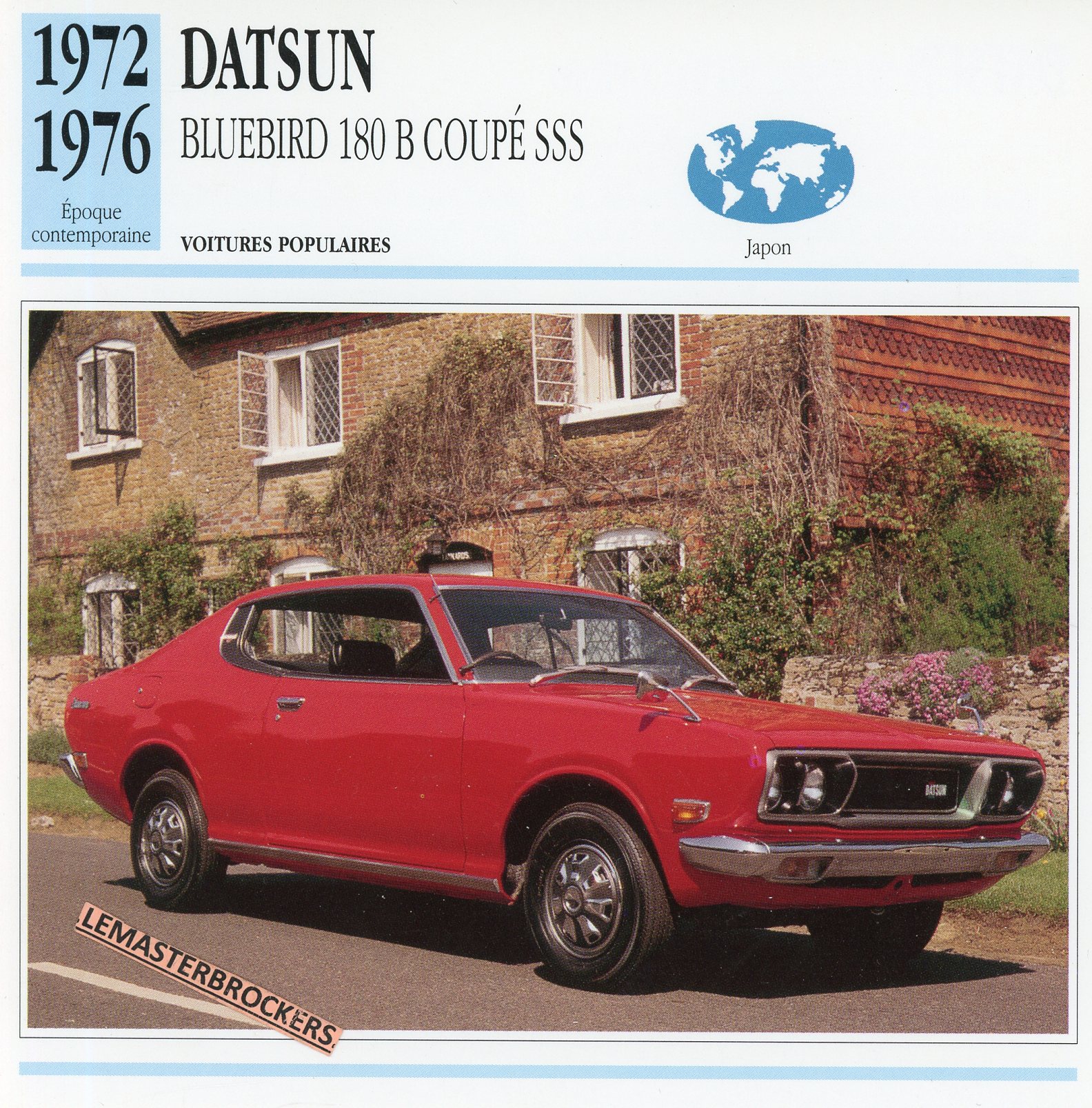 DATSUN-BLUEBIRD-180-B-COUPE-SSS-1972-1976-FICHE-AUTO-CARD-CARS-LEMASTERBROCKERS
