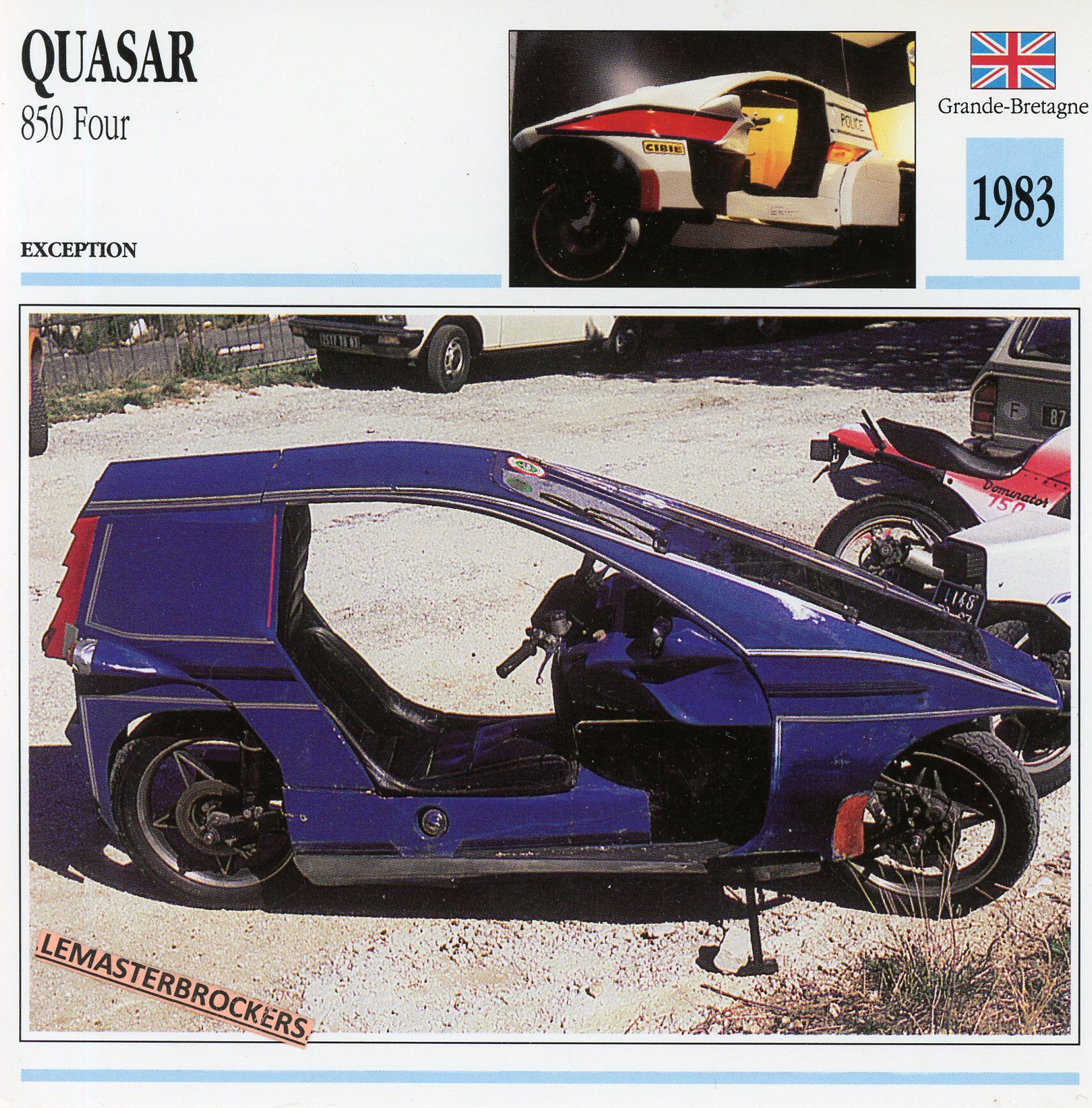 QUASAR-850-FOUR-1983-FICHE-MOTO-MOTORCYCLE-CARDS-ATLAS-LEMASTERBROCKERS