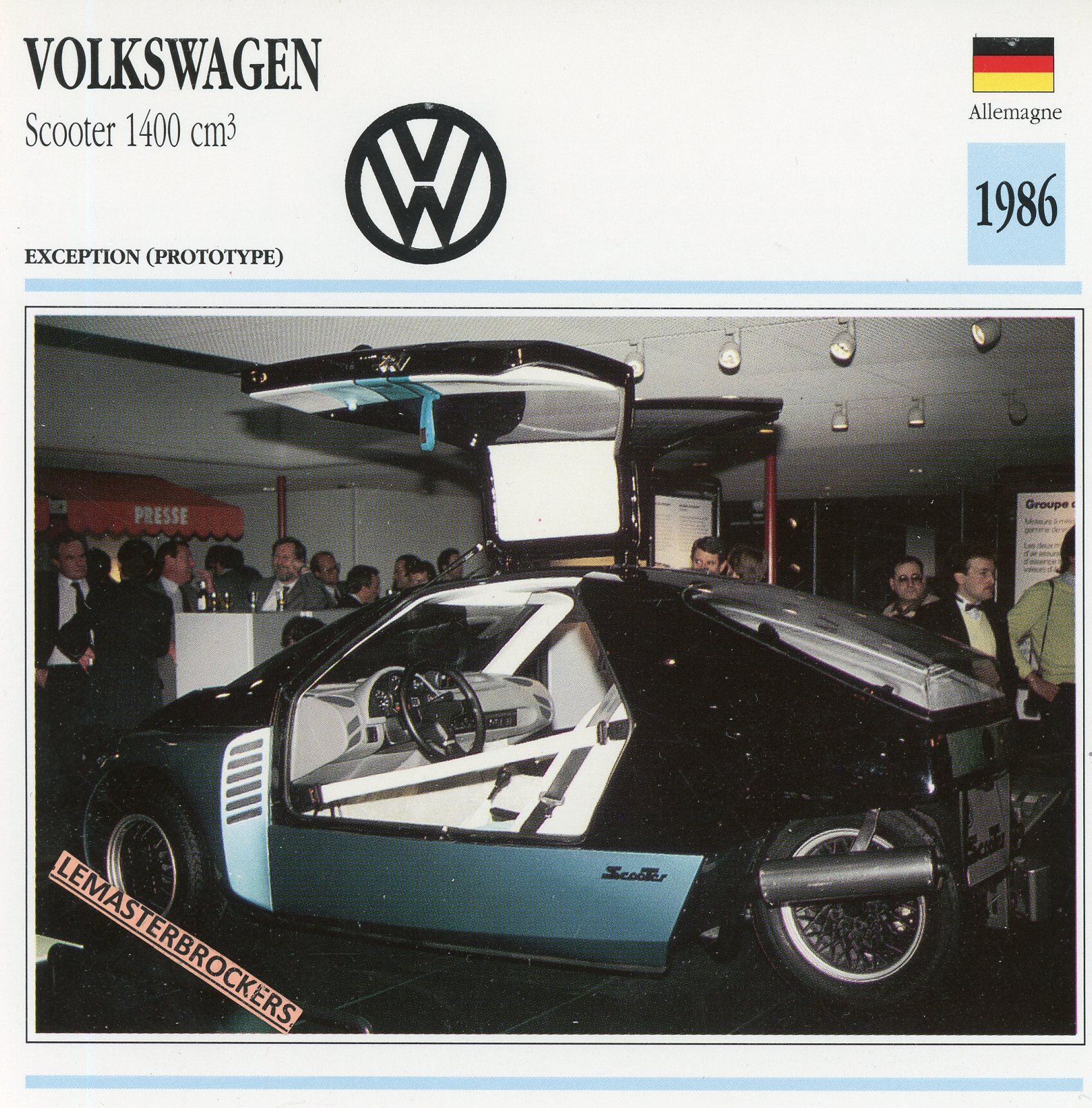 VOLKSWAGEN-SCOOTER-1400-1986-FICHE-PROTOTYPE-MOTORCYCLE-CARDS-ATLAS-LEMASTERBROCKERS
