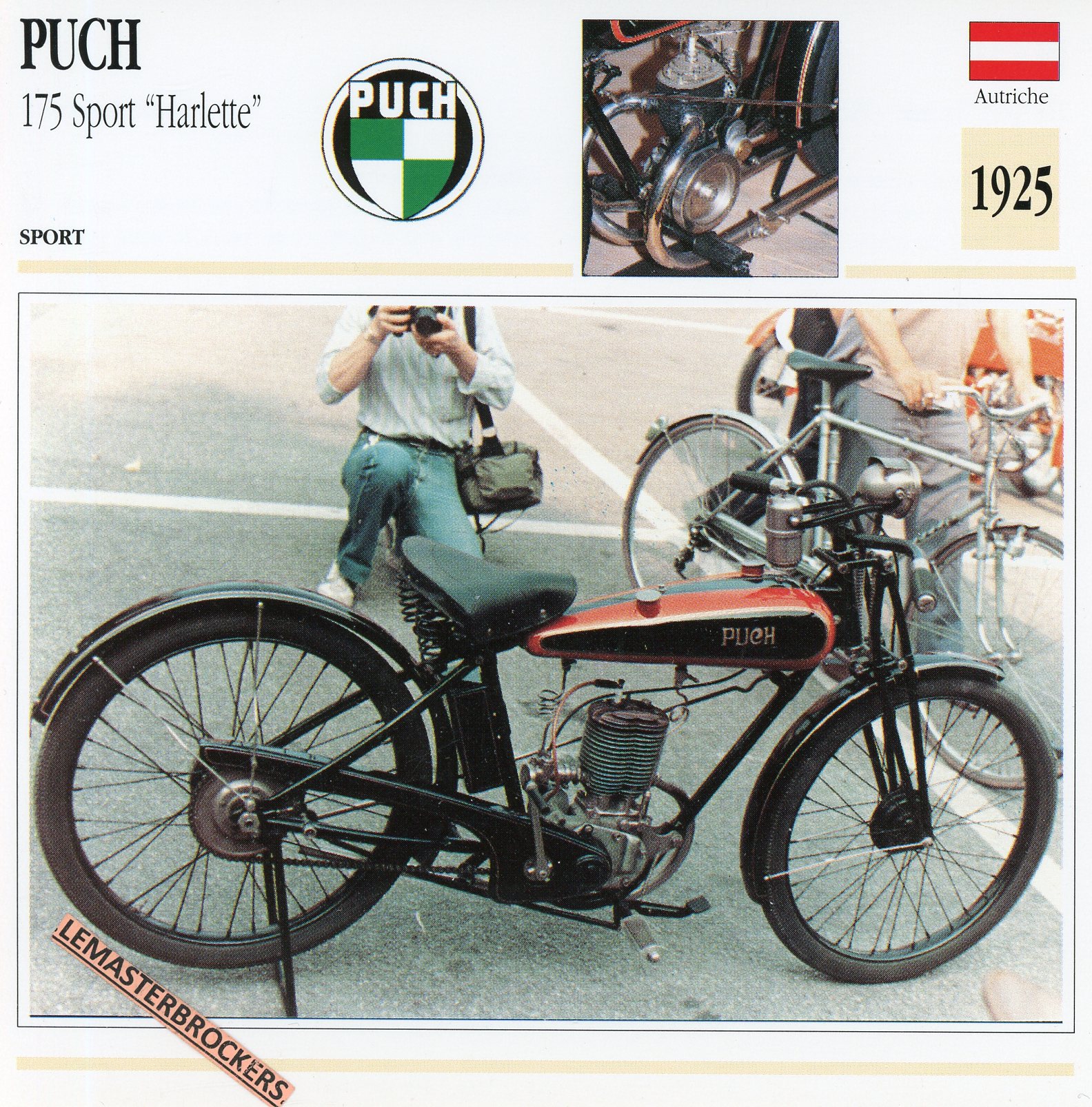 PUCH-175-HARLETTE-1925-FICHE-MOTO-MOTORCYCLE-CARDS-ATLAS-LEMASTERBROCKERS