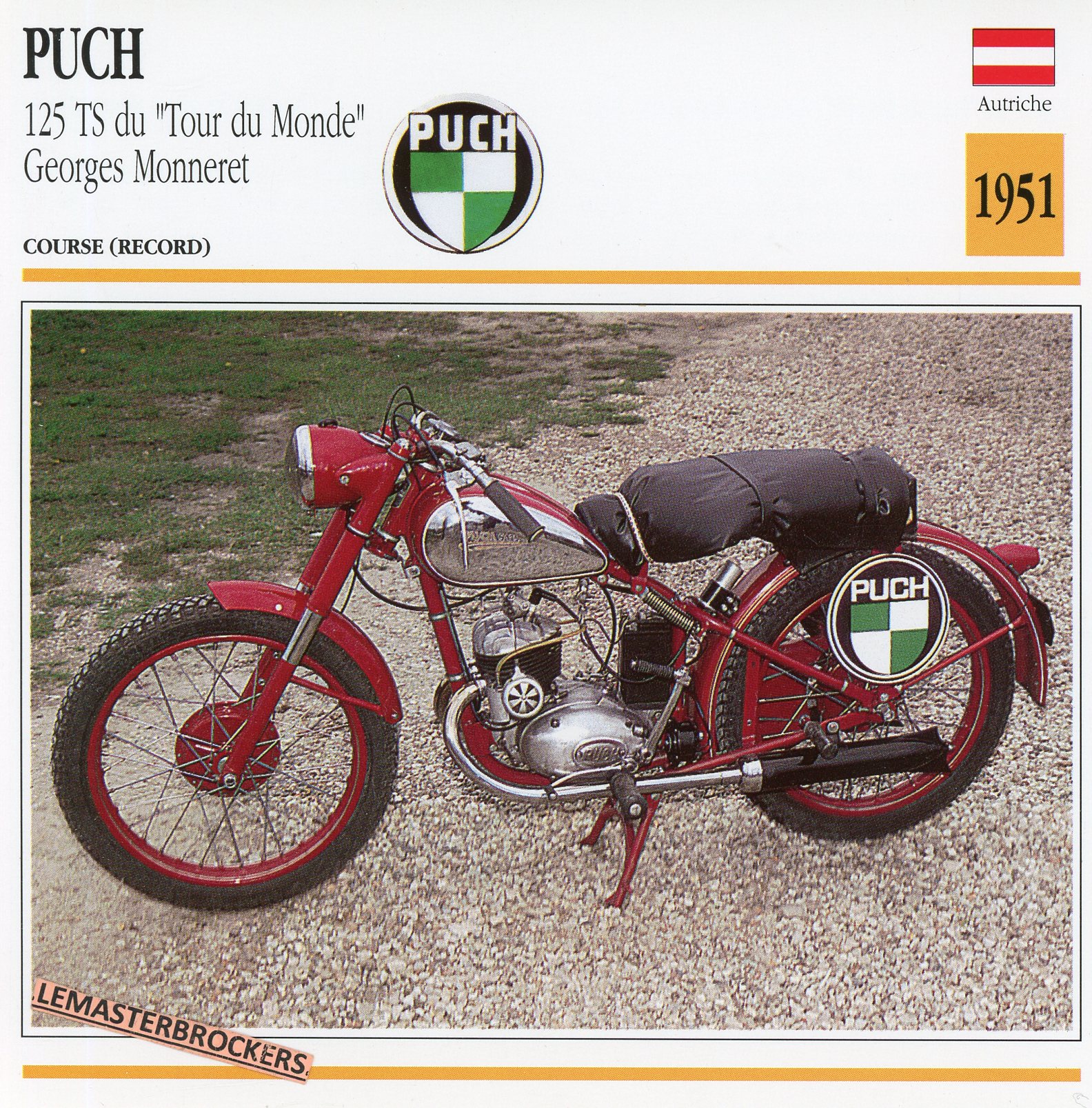 PUCH-125-TS-GEORGES-MONNERET-1951-FICHE-MOTO-MOTORCYCLE-CARDS-ATLAS-LEMASTERBROCKERS