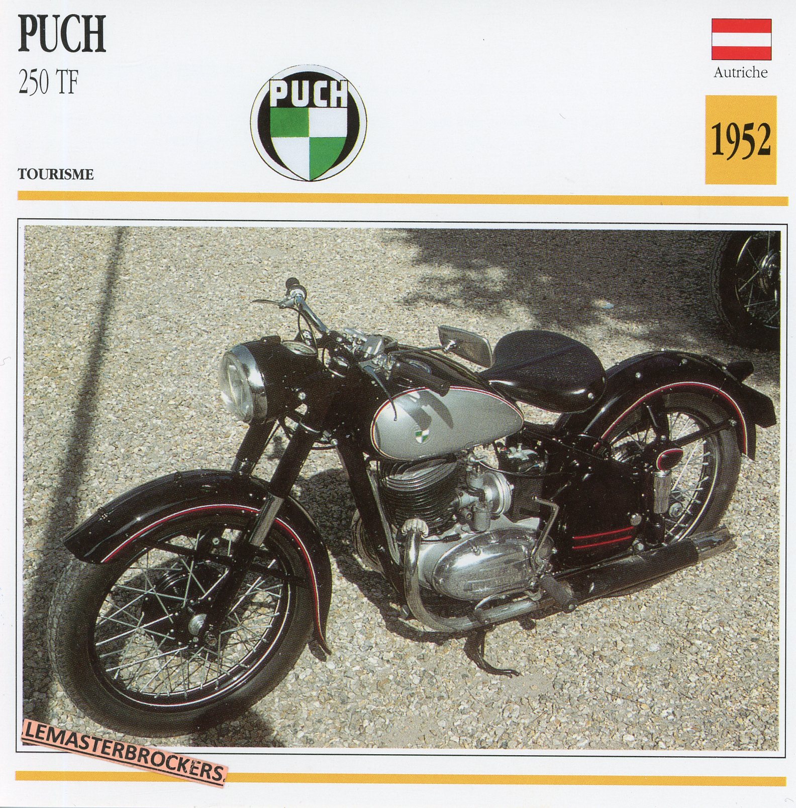 PUCH-250-TF-1952-FICHE-SCOOTER-MOTORCYCLE-CARDS-ATLAS-LEMASTERBROCKERS
