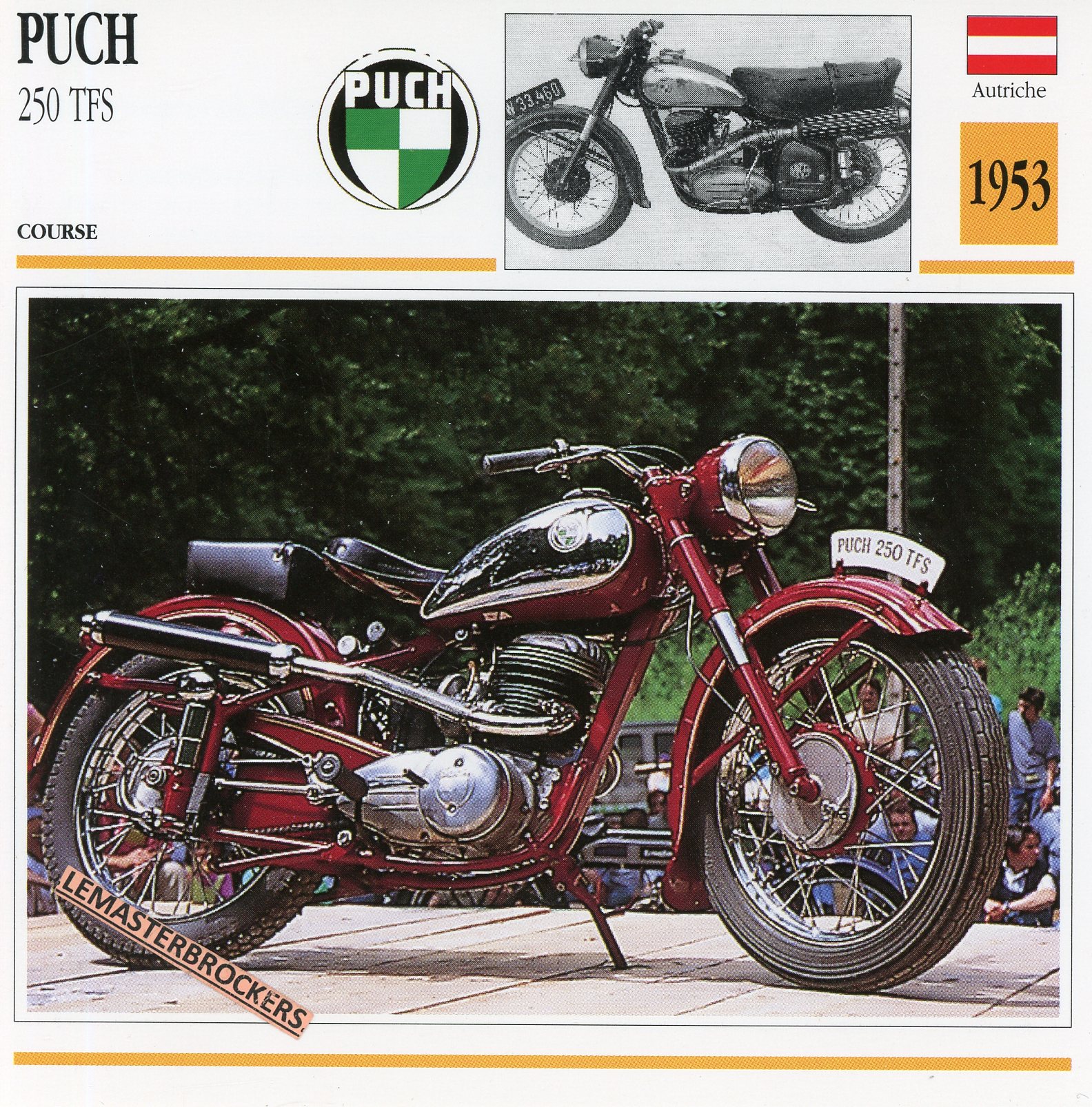 PUCH-250-TFS-1953-FICHE-SCOOTER-MOTORCYCLE-CARDS-ATLAS-LEMASTERBROCKERS