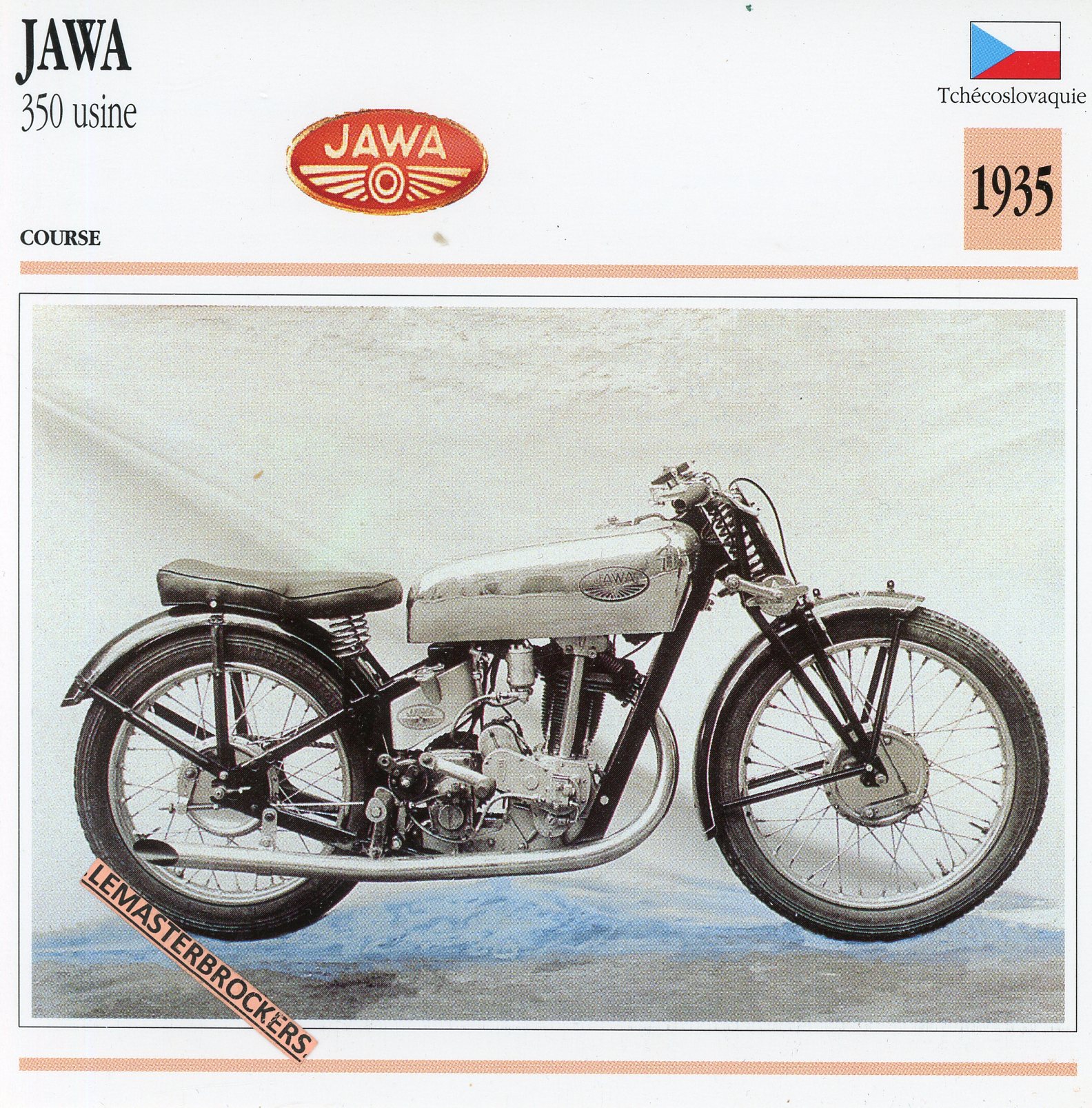 JAWA 350 USINE 1935 - FICHE MOTO - MOTORCYCLE CARDS ATLAS