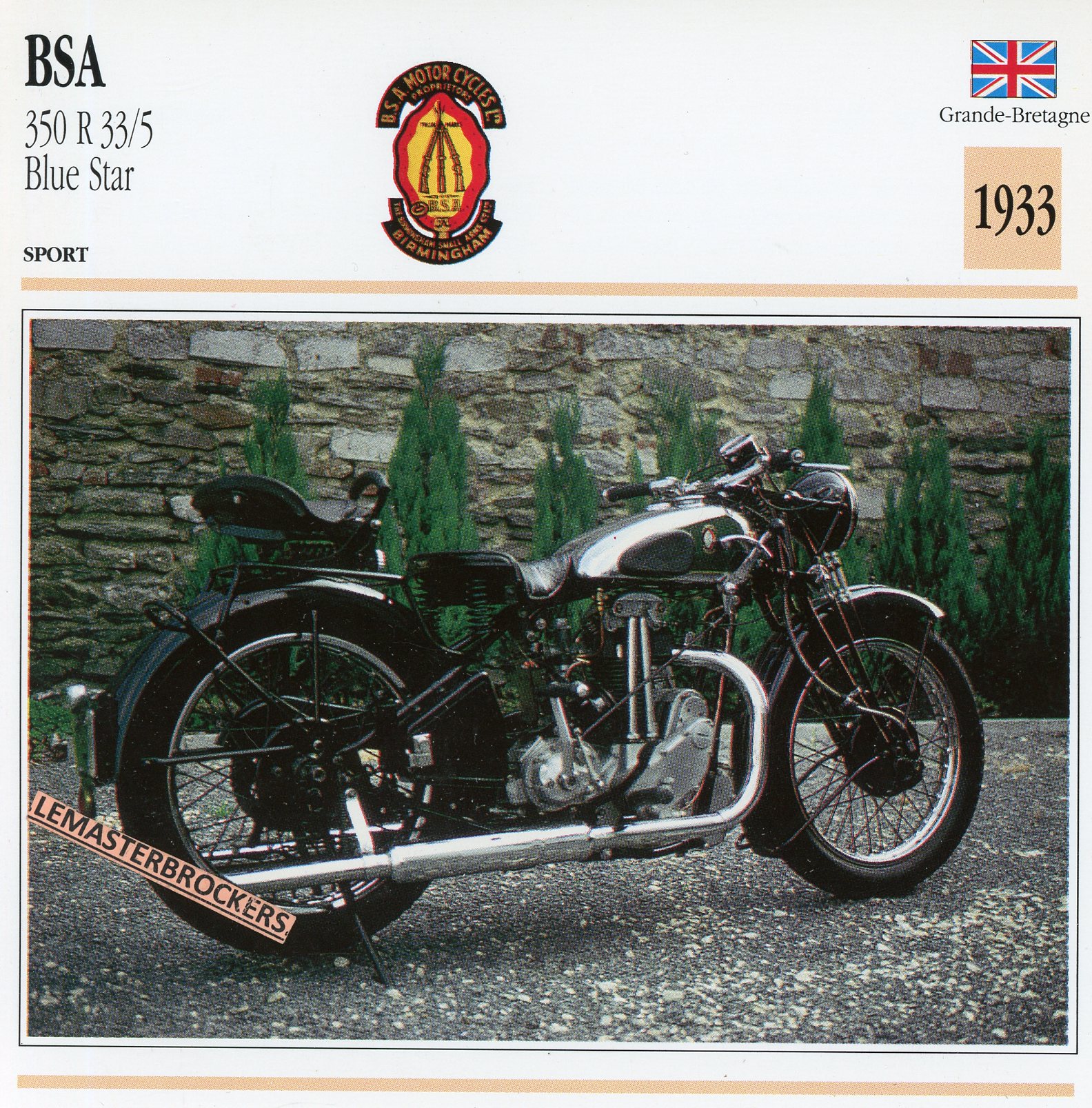 BSA-350-R33-5-BLUE-STAR-1933-FICHE-MOTO-CARDS-ATLAS-LEMASTERBROCKERS