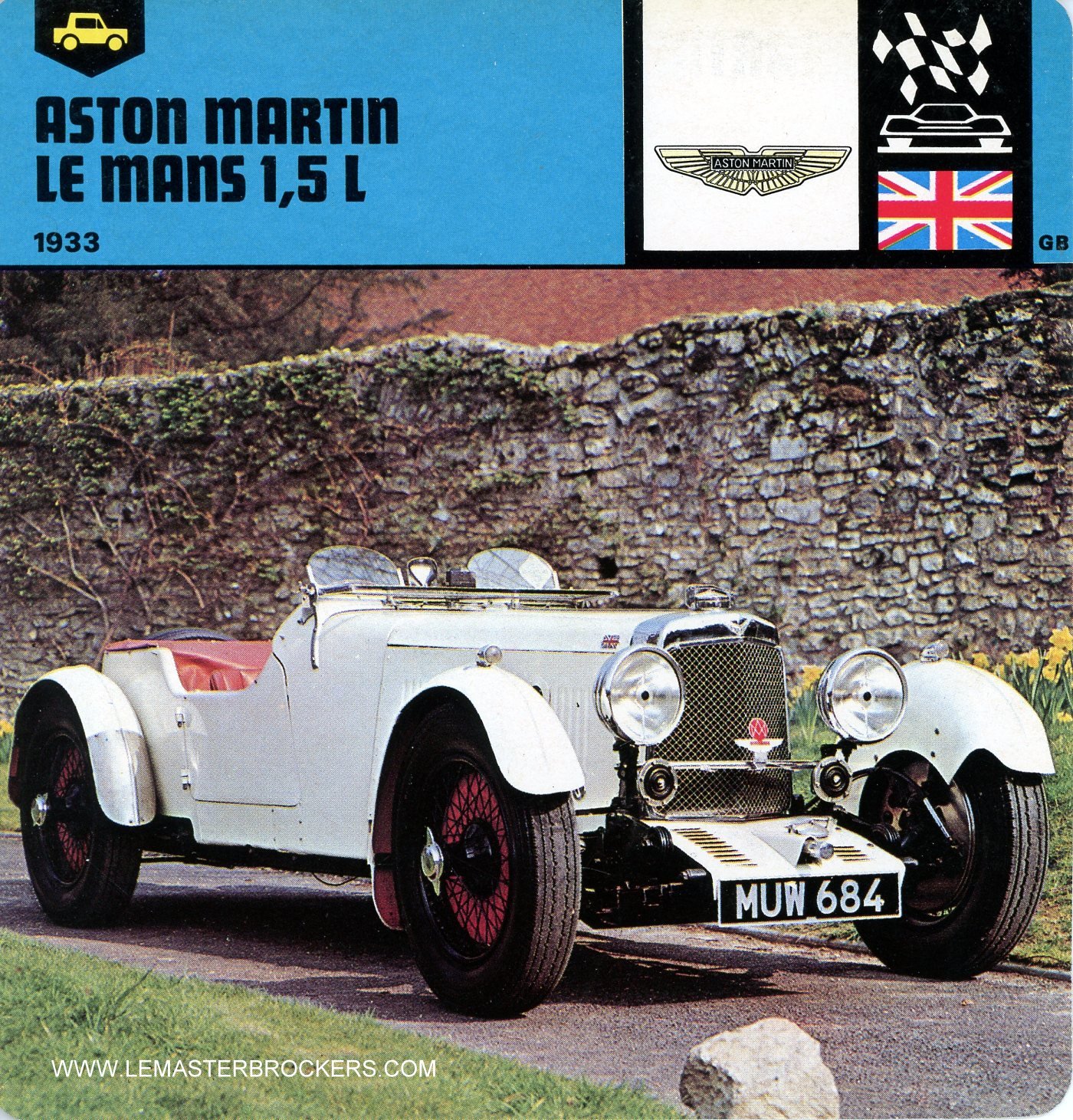 FICHE AUTO ASTON MARTIN LEMANS CARS-CARD LEMASTERBROCKERS