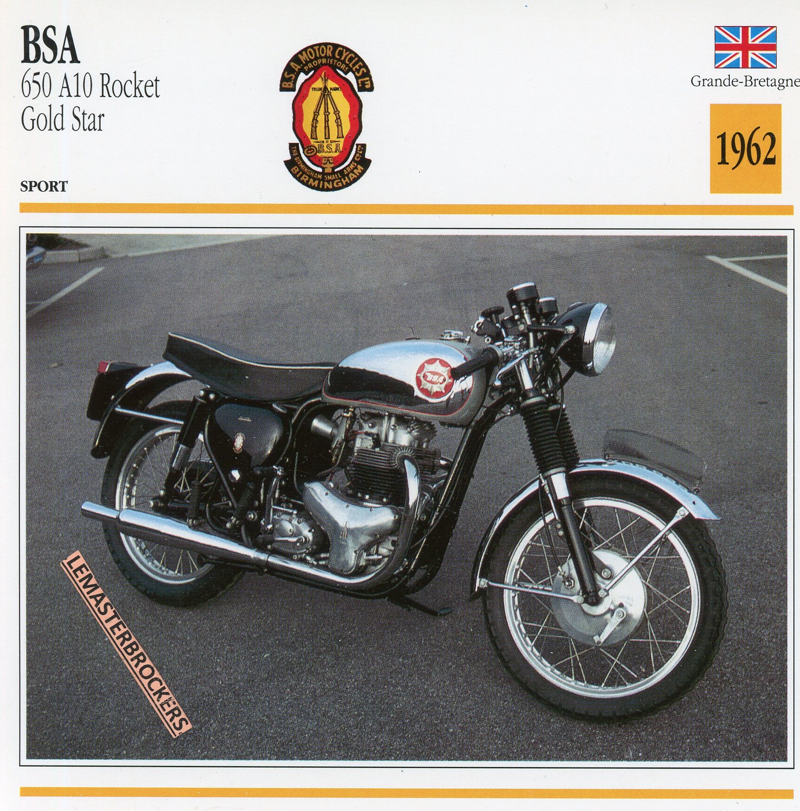 BSA-650-A10-ROCKET-GOLDSTAR-1962-FICHE-MOTO-CARDS-ATLAS-LEMASTERBROCKERS
