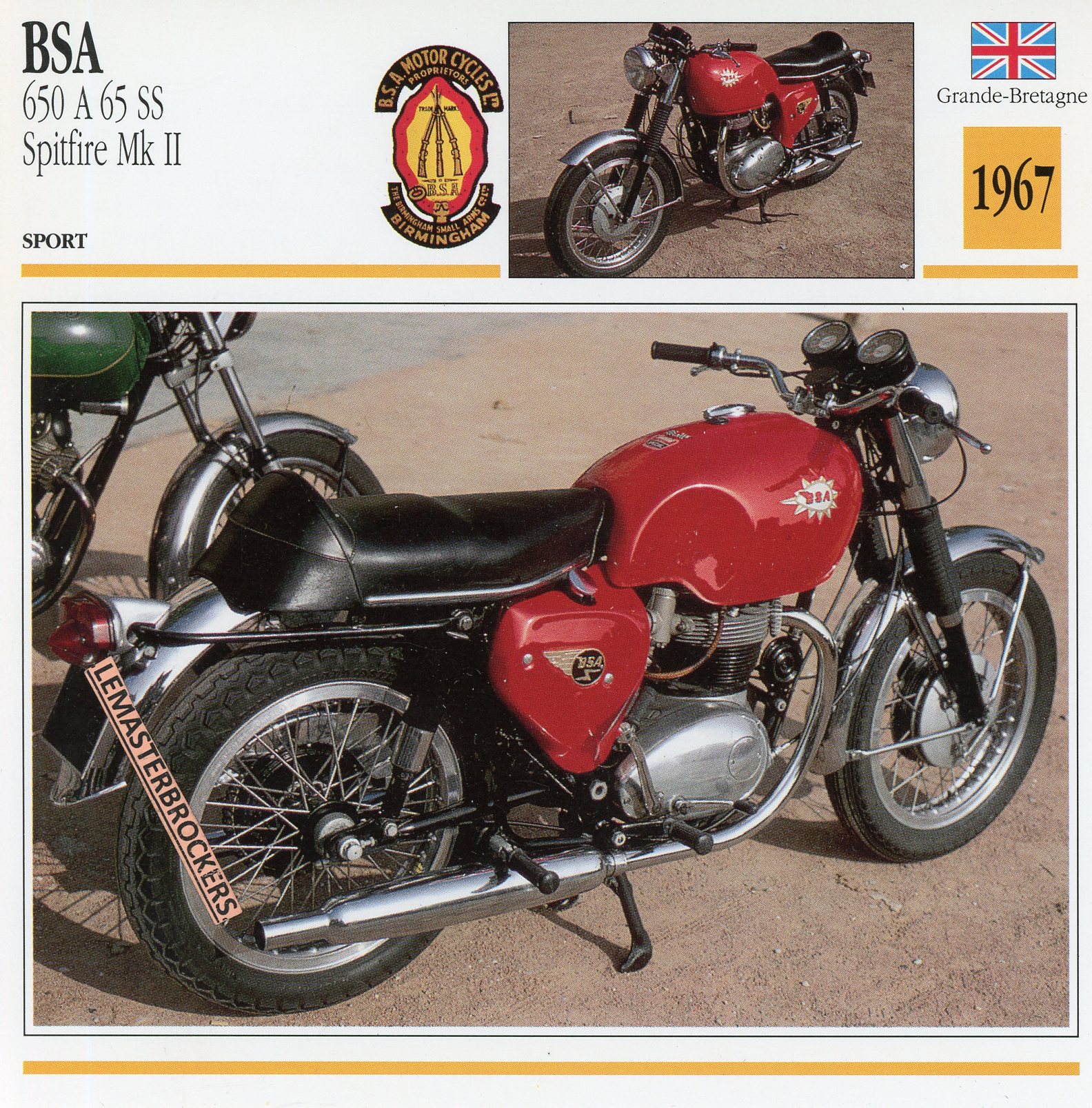 BSA-650-65SS-SPITIFRE-MKII-1967-FICHE-MOTO-CARDS-ATLAS-LEMASTERBROCKERS