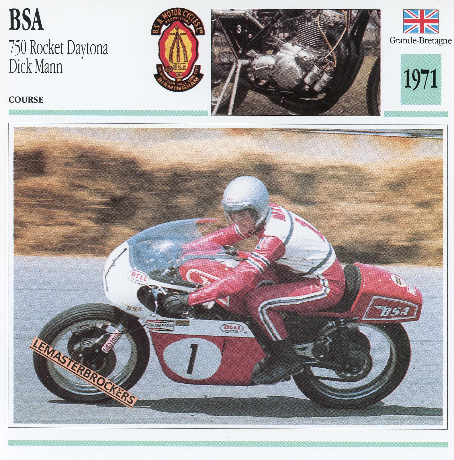BSA-750-ROCKET-DAYTONA-DICK-MANN-1971-FICHE-MOTO-CARDS-ATLAS-LEMASTERBROCKERS