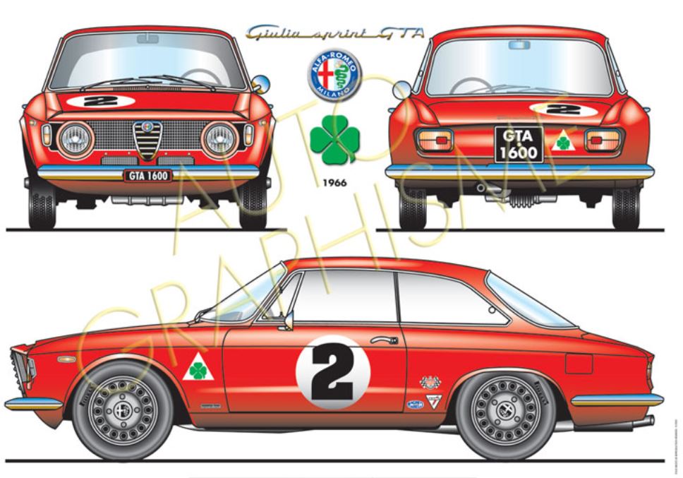 POSTER-ALFA-ROMEO-GIULIA-SPRINT-GTA- ART DÉCO IMPRESSION  - LEMASTERBROCKERS