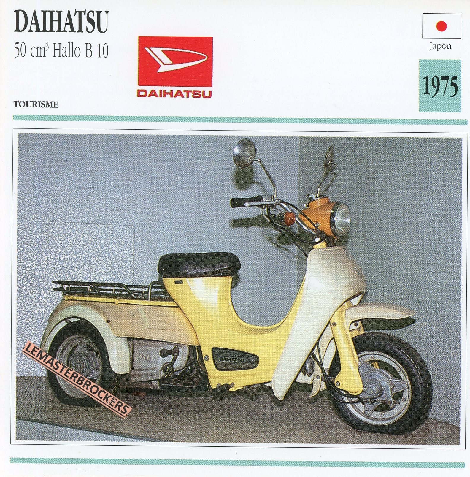 DAIHATSU-50-HALLO-B10-1975-FICHE-SCOOTER-TRICYCLE-CARDS-ATLAS-LEMASTERBROCKERS