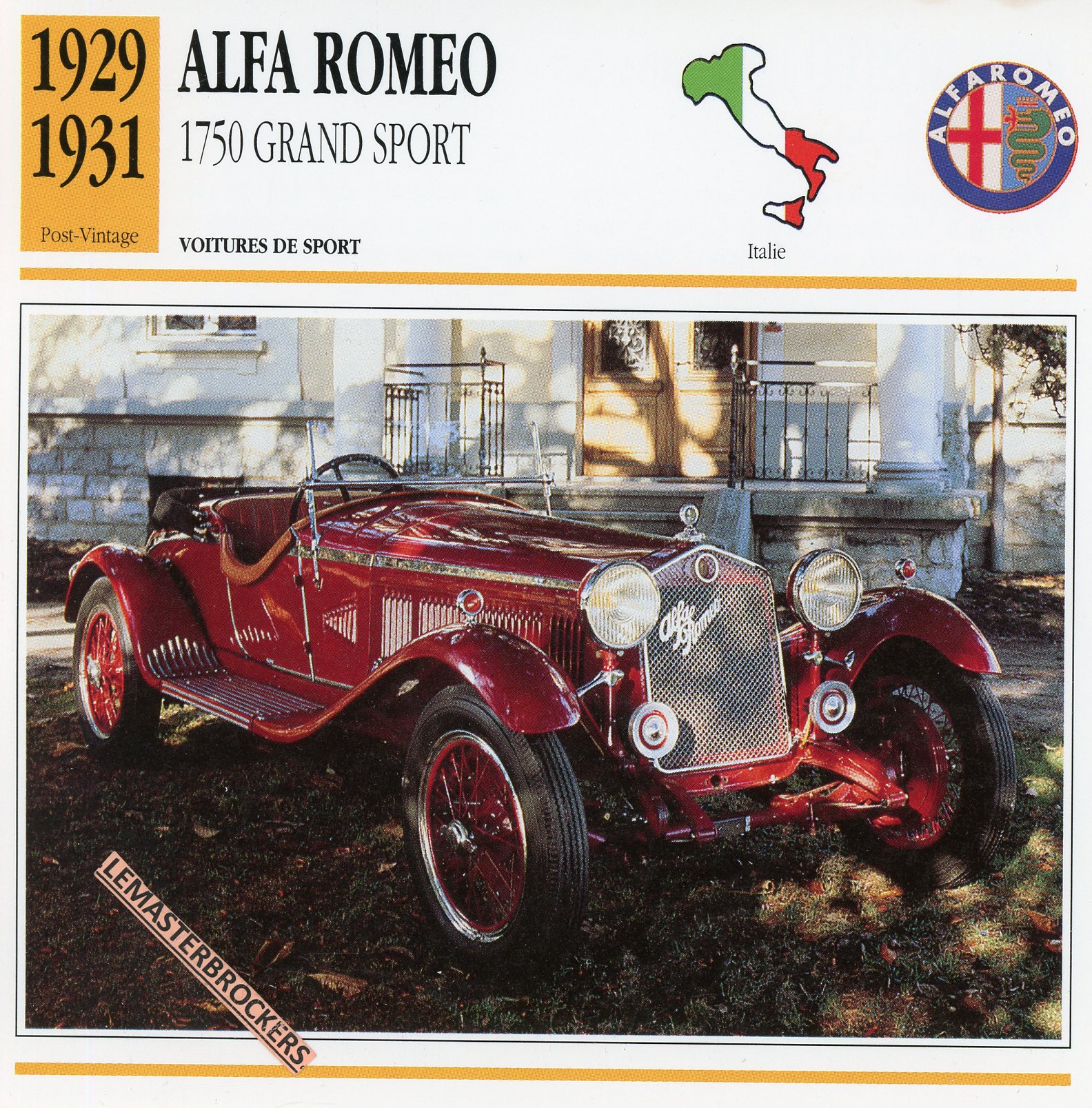 ALFA-ROMEO-1750-sport-1929-1931-FICHE-AUTO-CARS-CARD-ATLAS-LEMASTERBROCKERS
