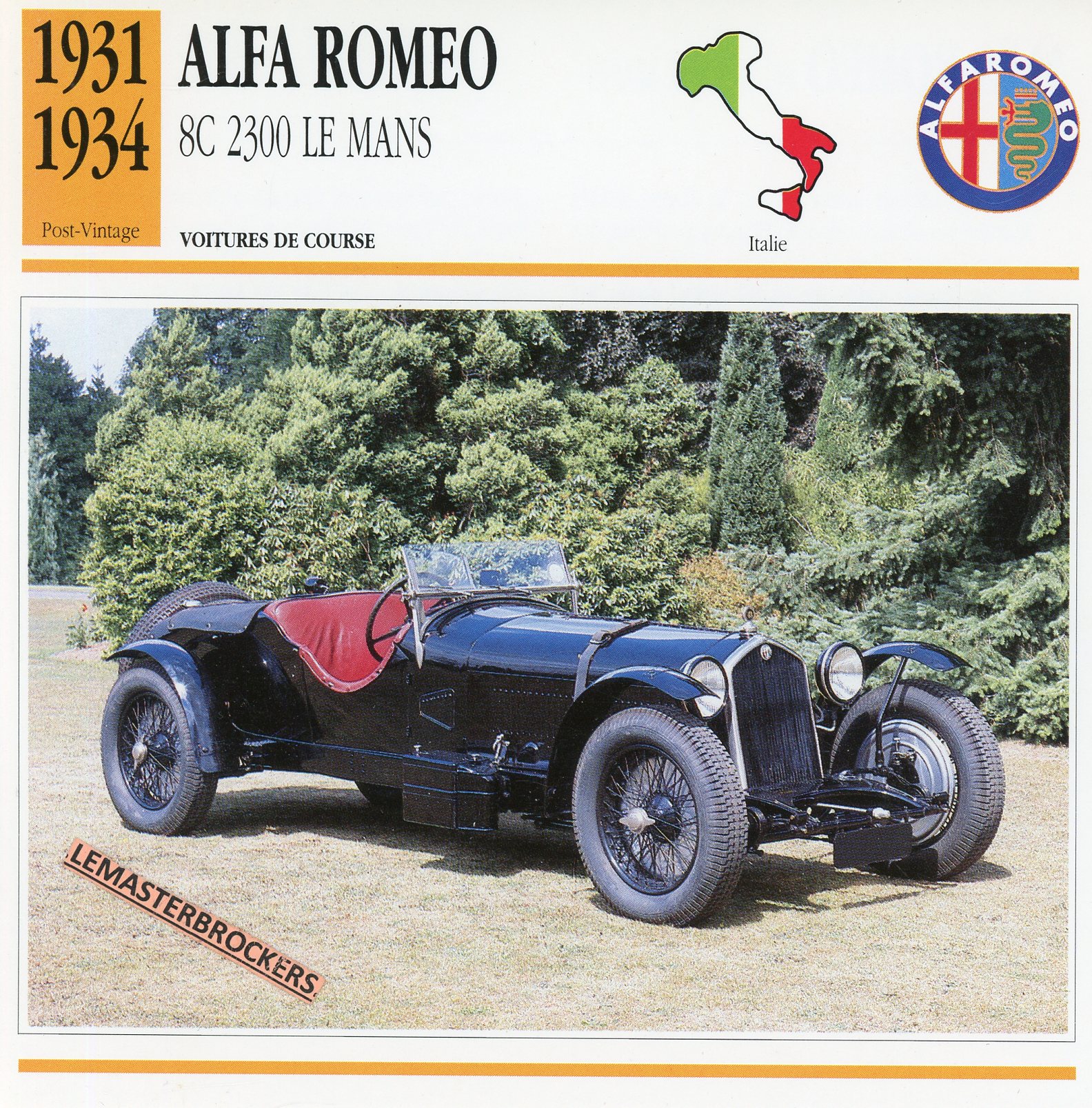 ALFA-ROMEO-8C-2300-LE-MANS-1931-1934-FICHE-AUTO-CARS-CARD-ATLAS-LEMASTERBROCKERS