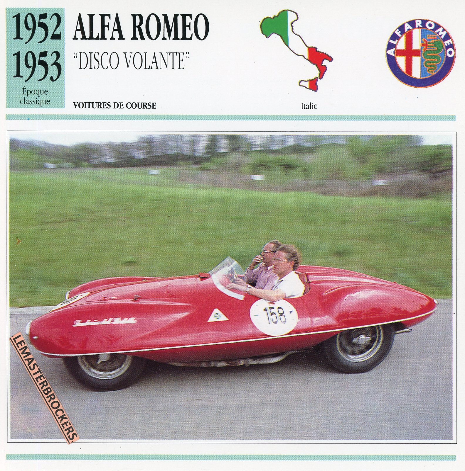 ALFA-ROMEO-DISCO-VOLANTE-1952-FICHE-AUTO-CARS-CARD-ATLAS-LEMASTERBROCKERS