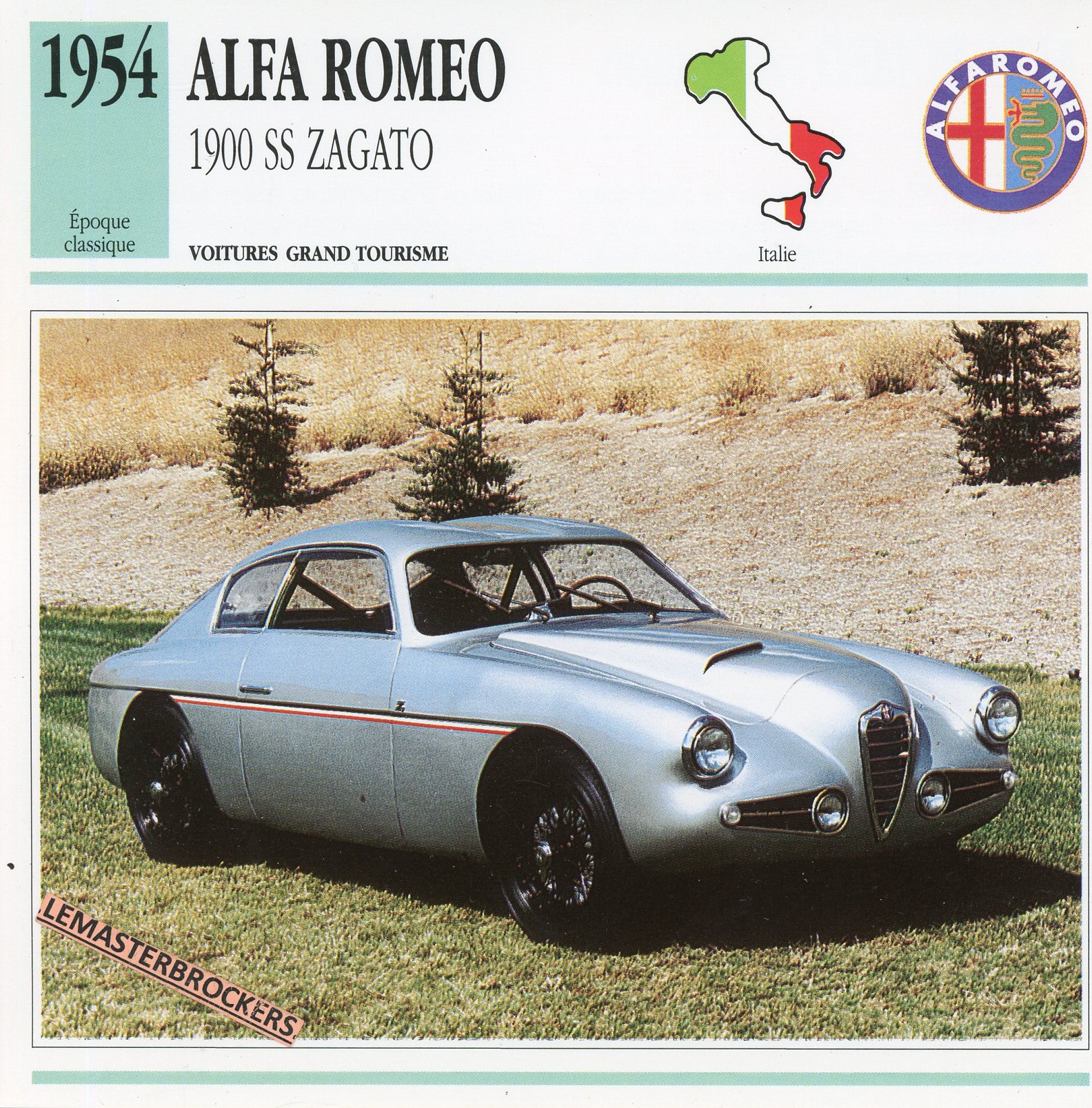 ALFA ROMEO 1900 SS ZAGATO 1954 - FICHE AUTO - CARS CARD ATLAS