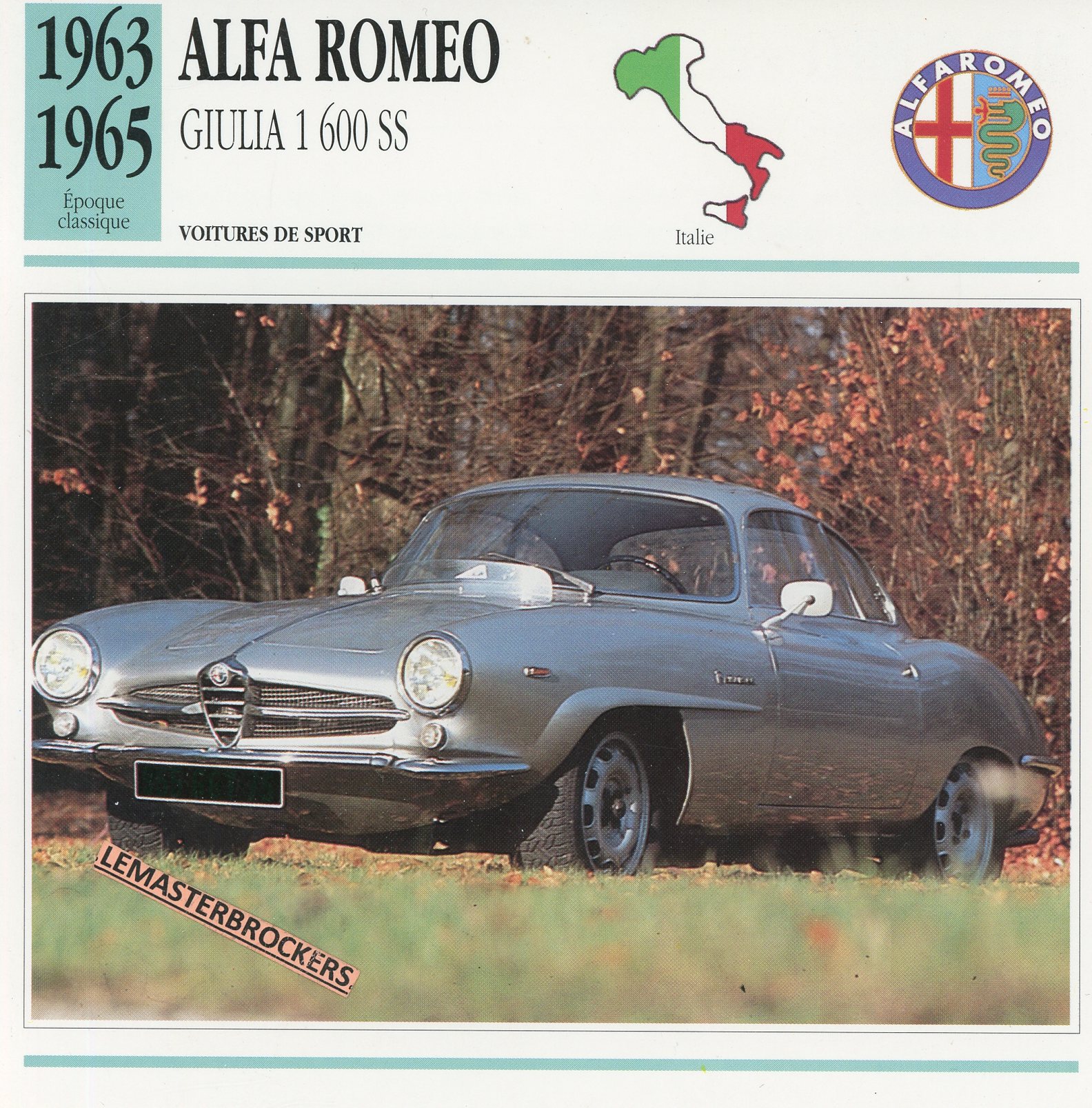 ALFA-ROMEO-GIULIA-1600SS-1963-1965-FICHE-AUTO-CARS-CARD-ATLAS-LEMASTERBROCKERS