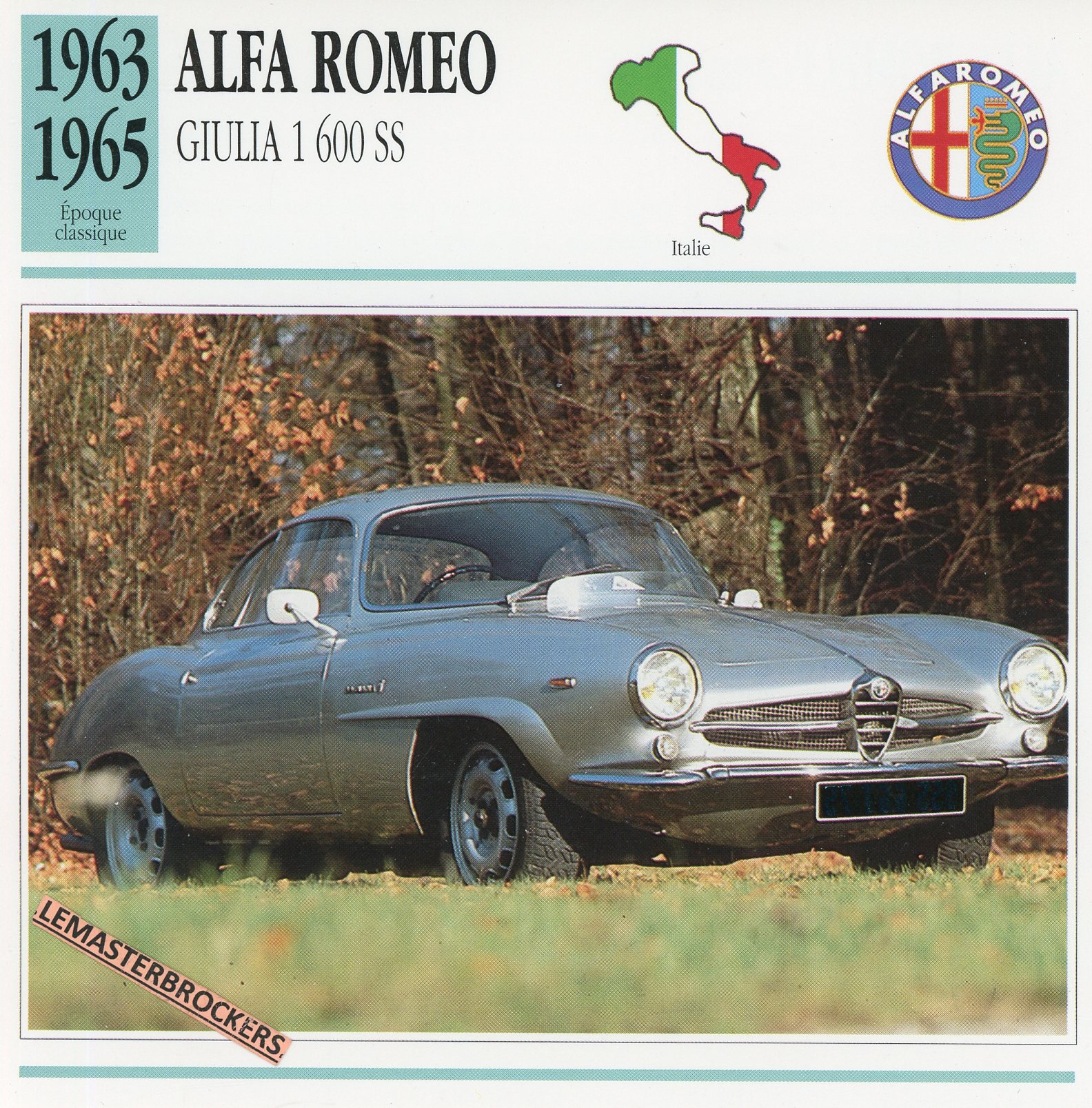 ALFA-ROMEO-GIULIA-1600-SS-1963-1965-FICHE-AUTO-CARS-CARD-ATLAS-LEMASTERBROCKERS