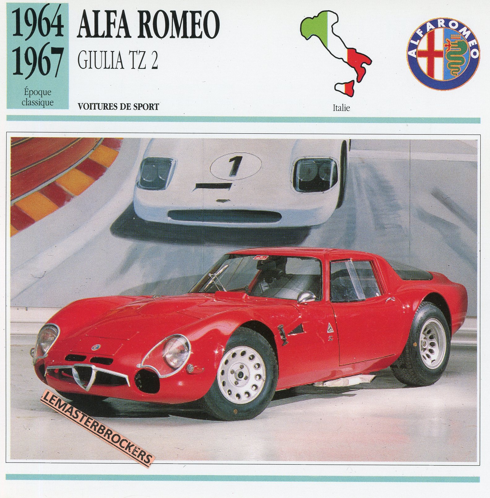 ALFA-ROMEO-GIULIA-2600-TZ2-FICHE-AUTO-CARS-CARD-ATLAS-LEMASTERBROCKERS
