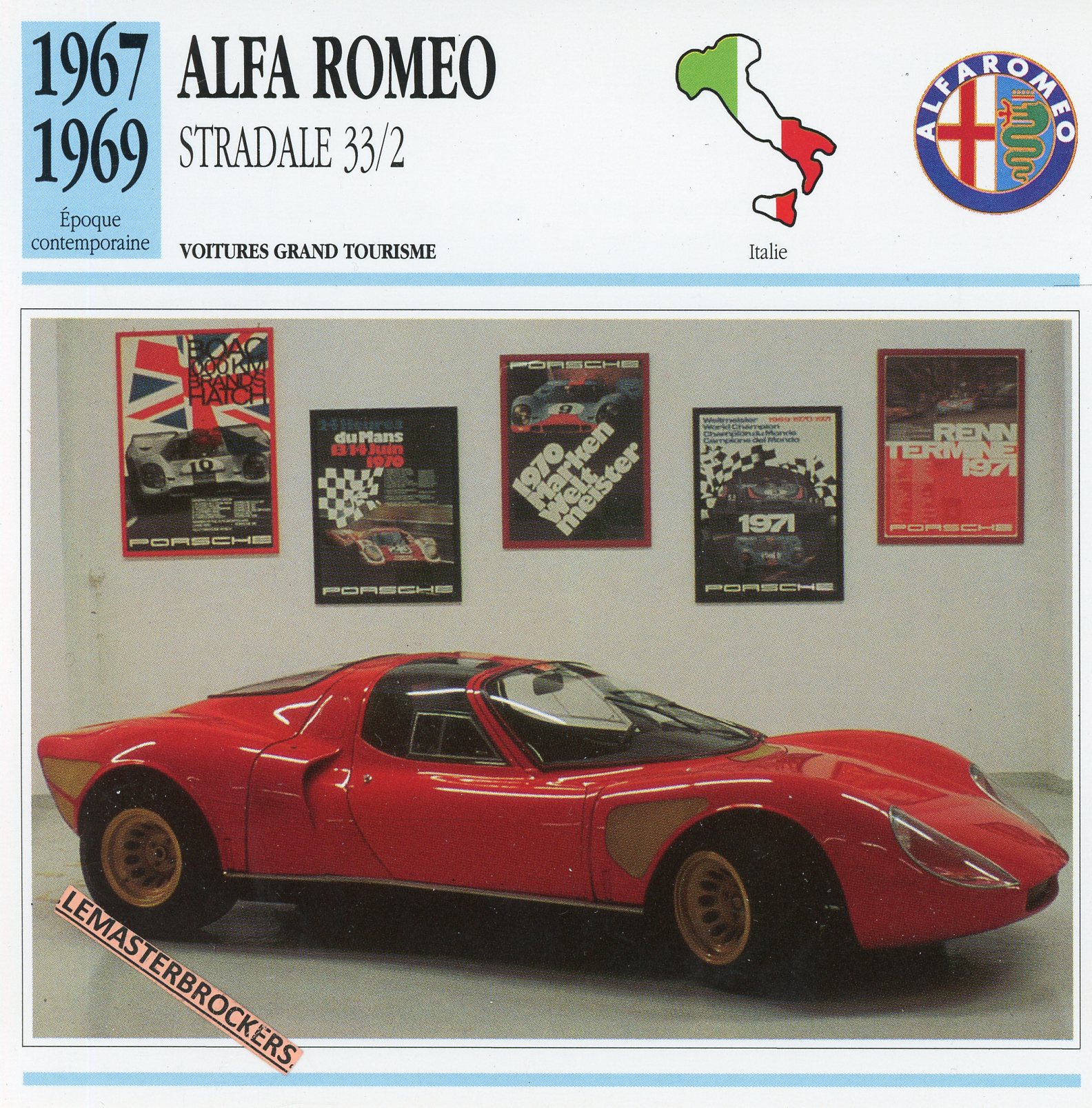 ALFA-ROMEO-STRADALE-33-2-1967-FICHE-AUTO-CARS-CARD-ATLAS-LEMASTERBROCKERS