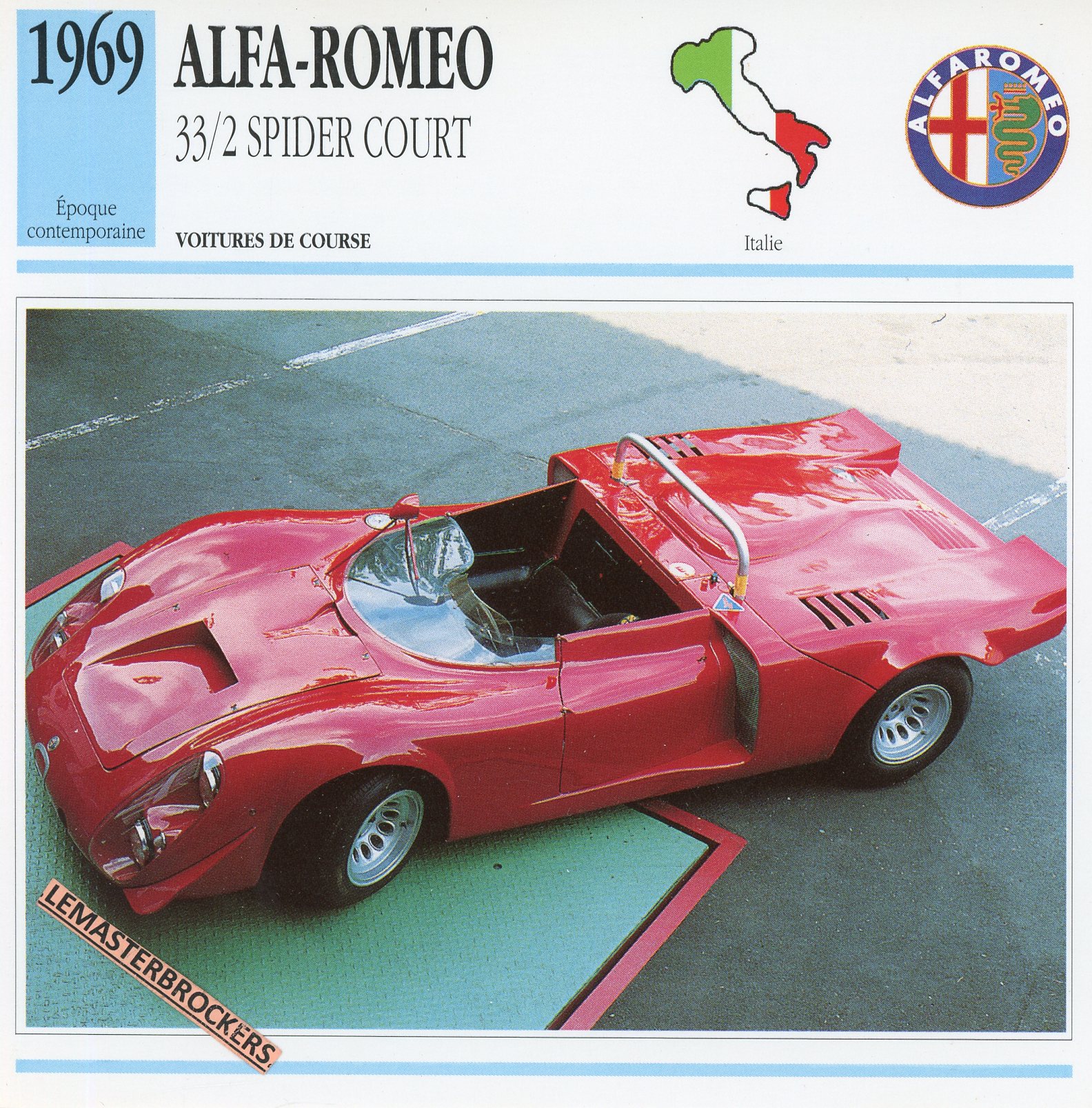 ALFA-ROMEO-33/2-SPIDER-COURT-1969-FICHE-AUTO-ATLAS-LEMASTERBROCKERS