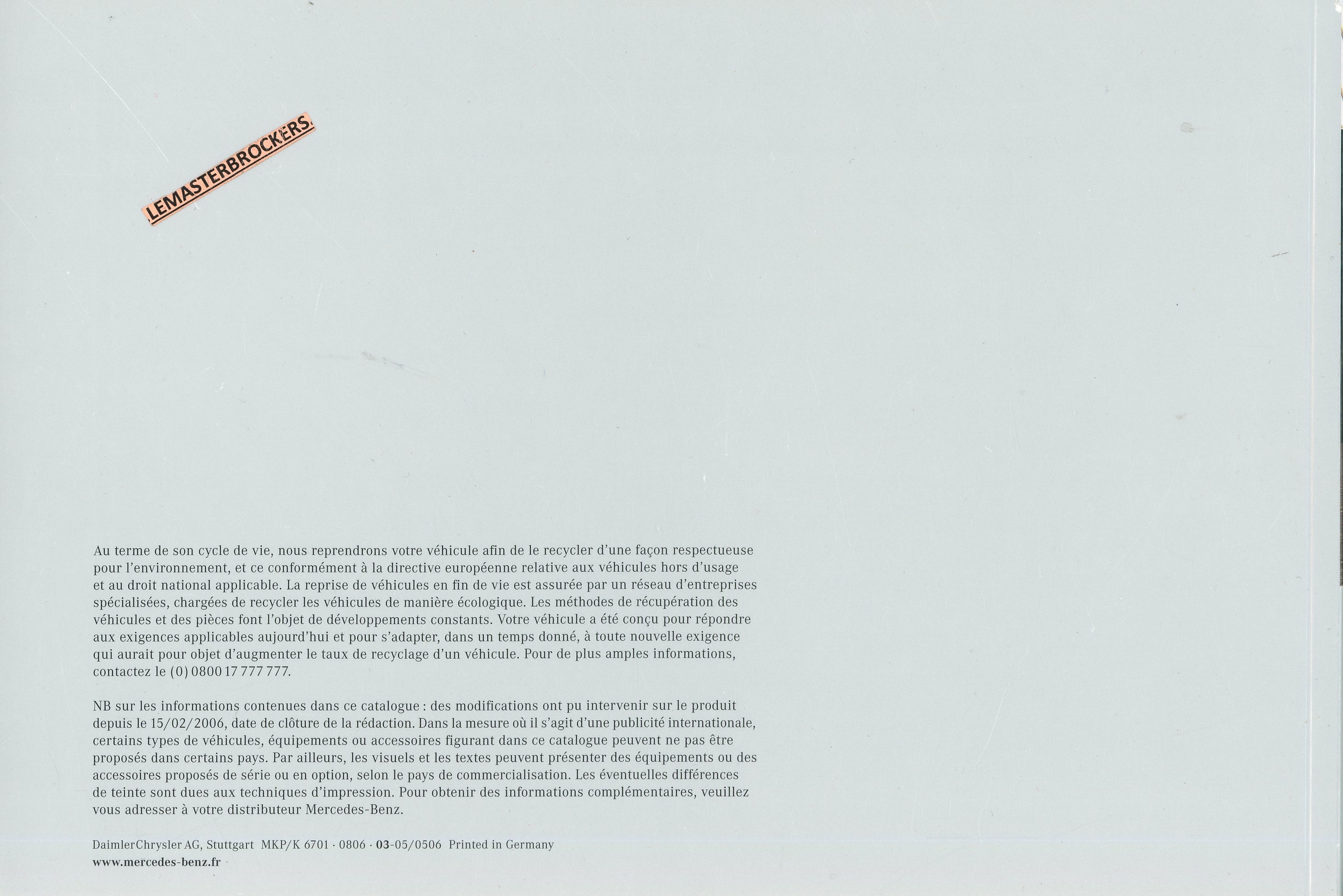 CATALOGUE-BROCHURE-MERCEDES-SLK-2006-LEMASTERBROCKERS
