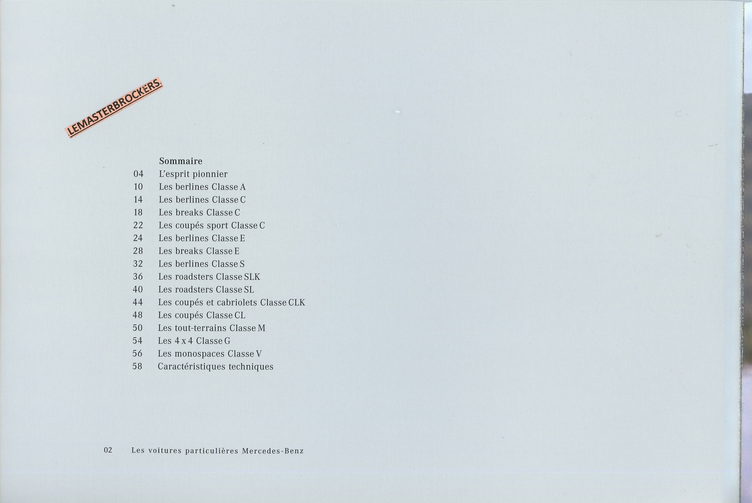 CATALOGUE-MERCEDES-GAMME-2001-LEMASTERBROCKERS