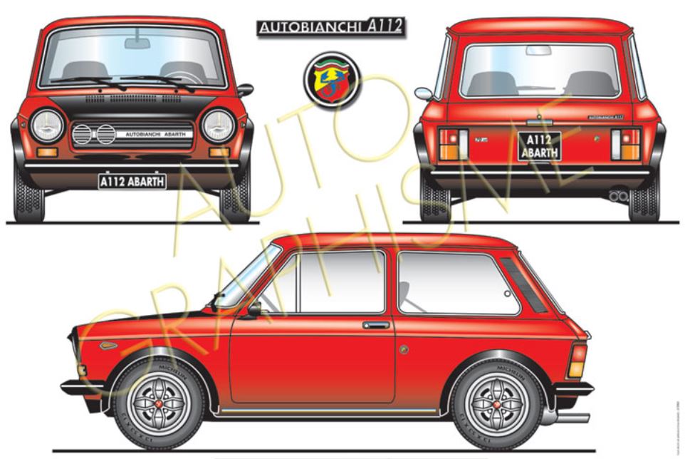 ABARTH-AUTOBIANCHI-A112-POSTER- ART-DÉCO-IMPRESSION  - LEMASTERBROCKERS