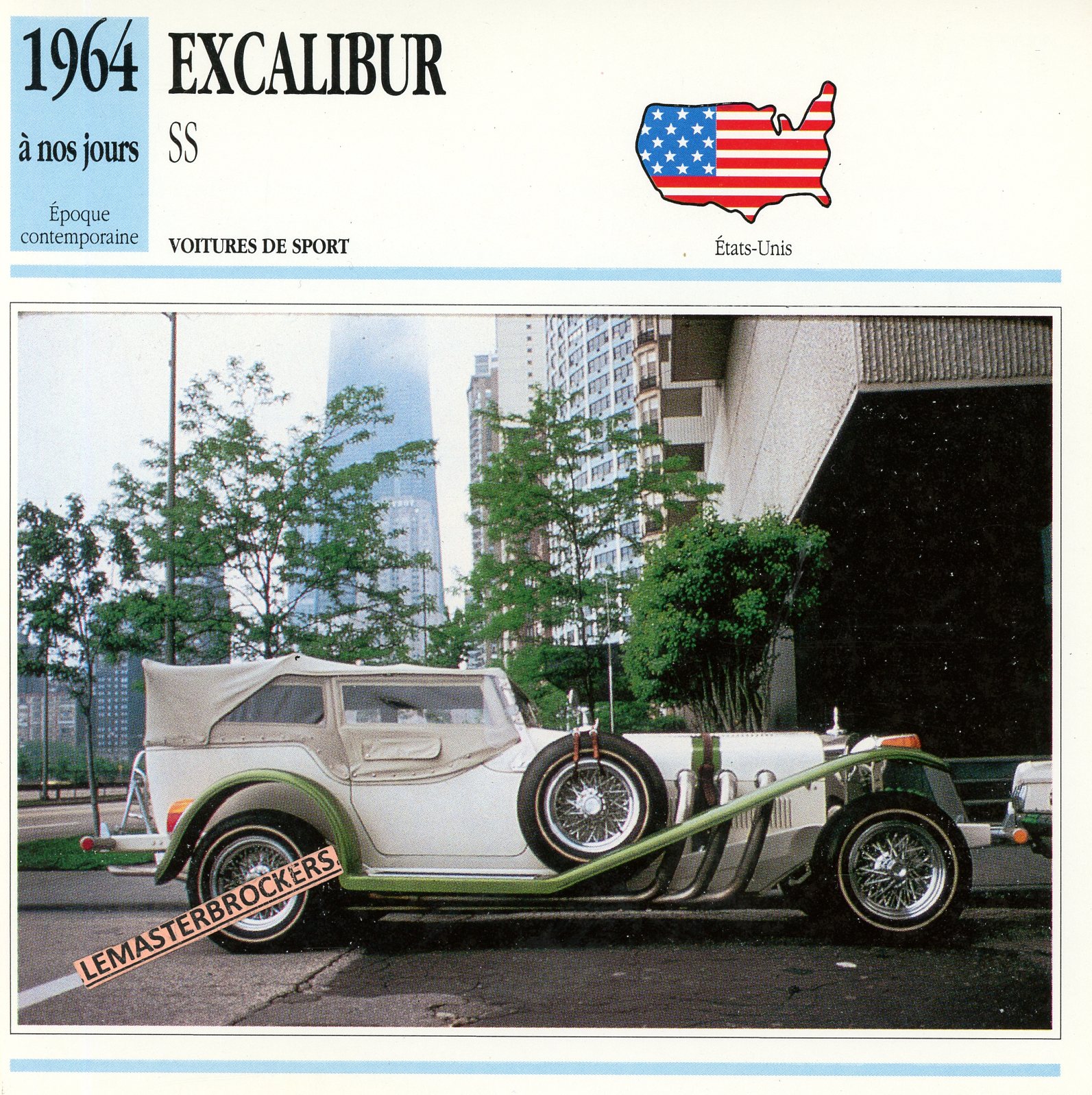 FICHE-EXCALIBUR-SS-1964-FICHE AUTO ATLAS-LEMASTERBROCKERS-CARDS-CARD