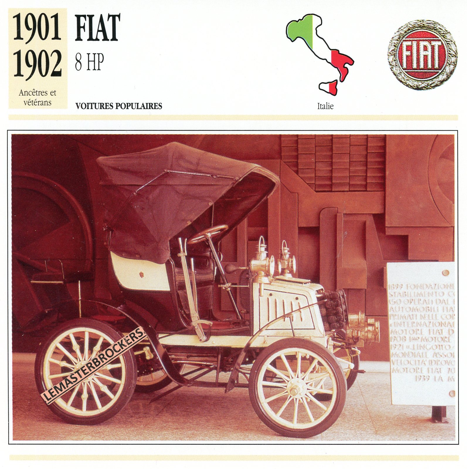 FICHE-FIAT-8HP-1901-FICHE-AUTO-ATLAS-LEMASTERBROCKERS-CARS-CARD