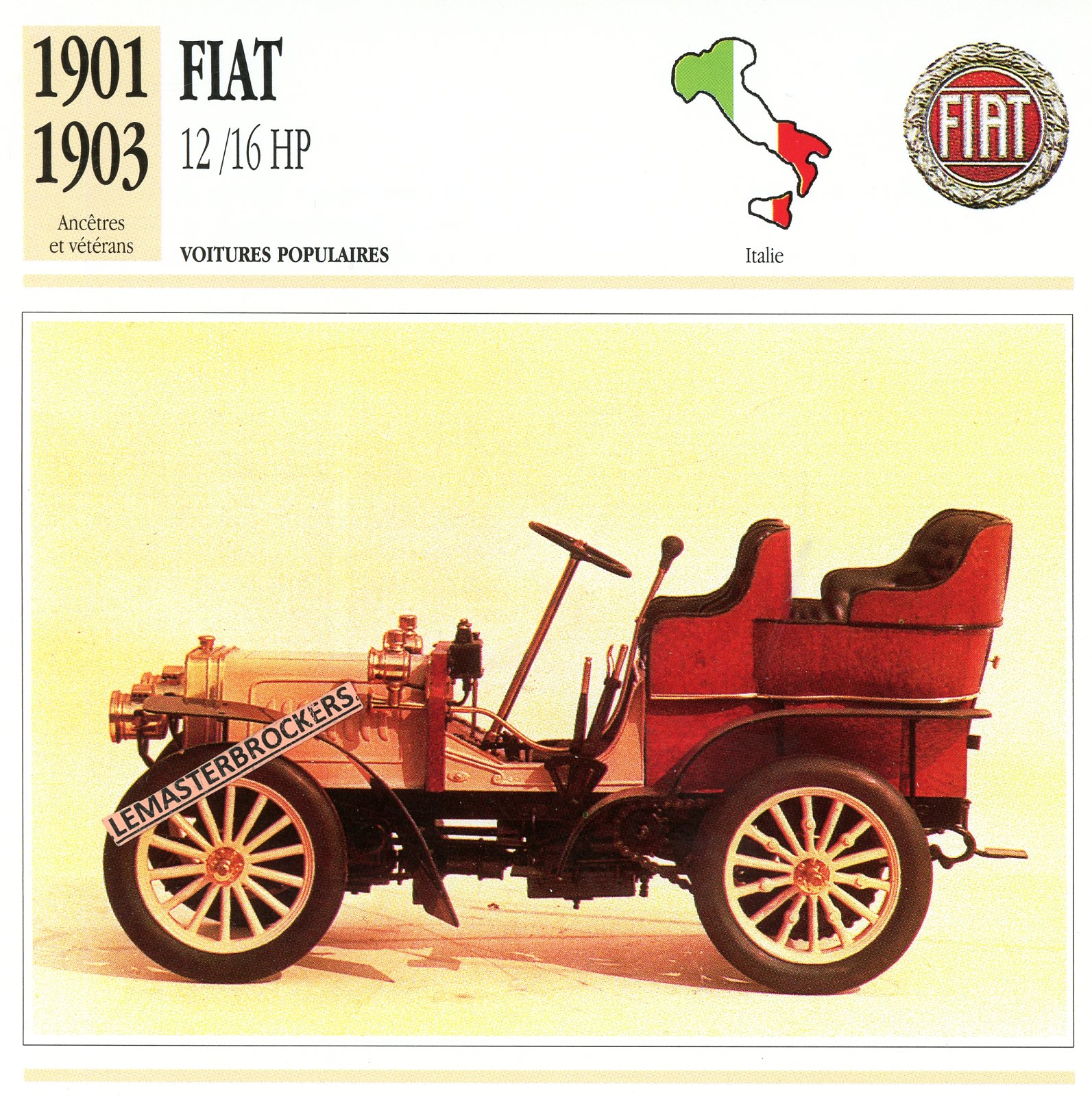 FICHE-FIAT-12HP-16HP-1901-FICHE-AUTO-ATLAS-LEMASTERBROCKERS-CARS-CARD