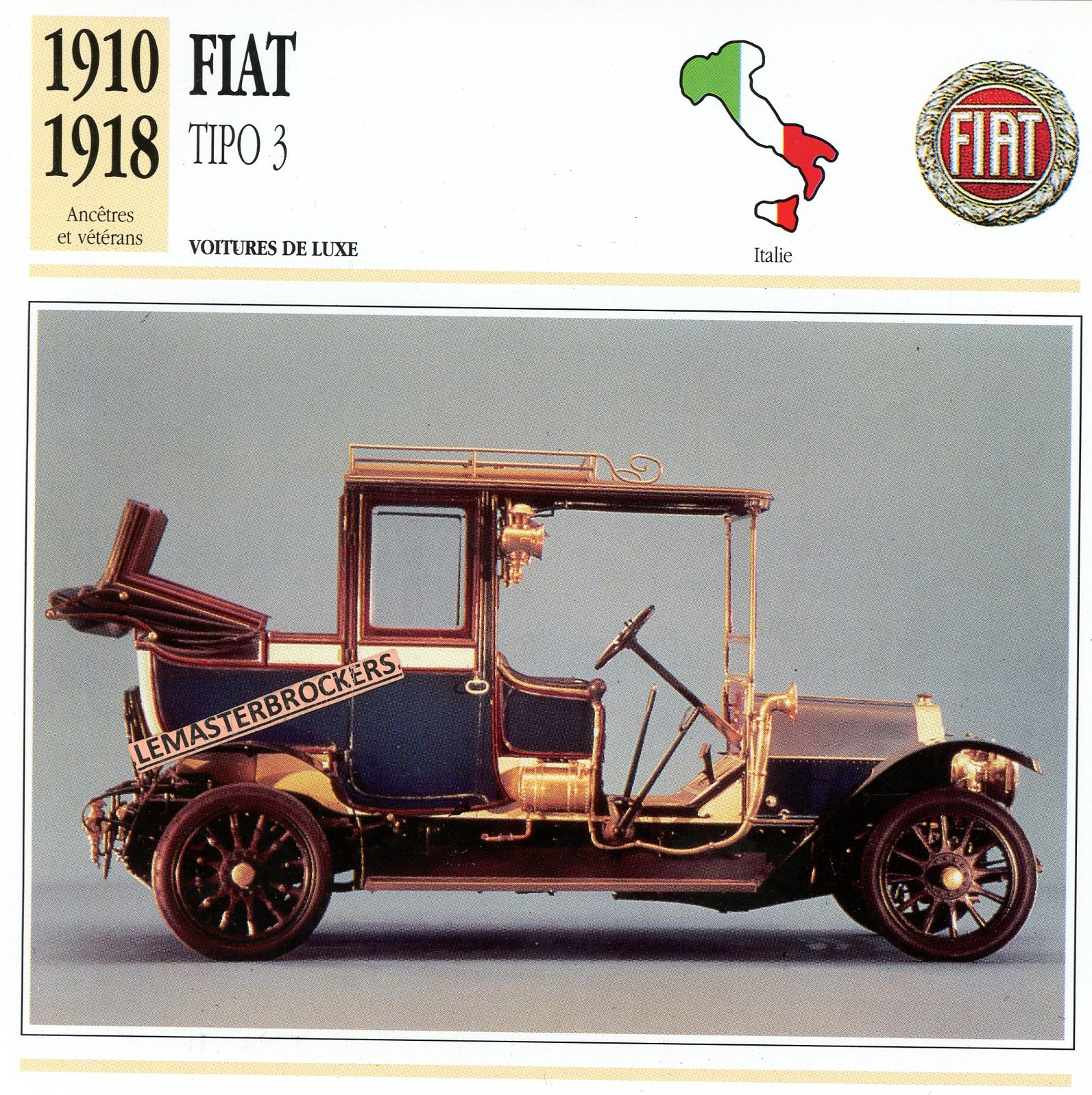 FICHE-FIAT-TIPO-1910-1911-FICHE-AUTO-ATLAS-LEMASTERBROCKERS-CARS-CARD