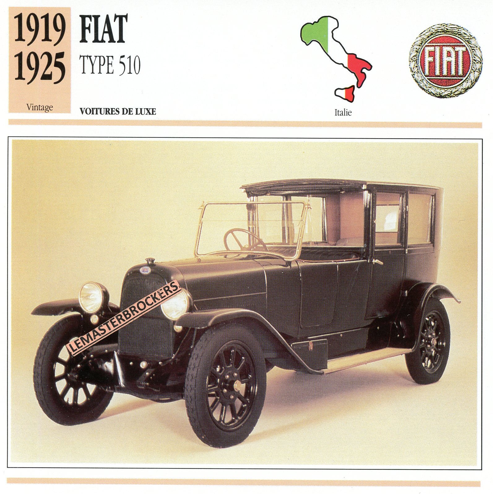 FICHE FIAT 510 1919 1925 - CARS CARD ATLAS