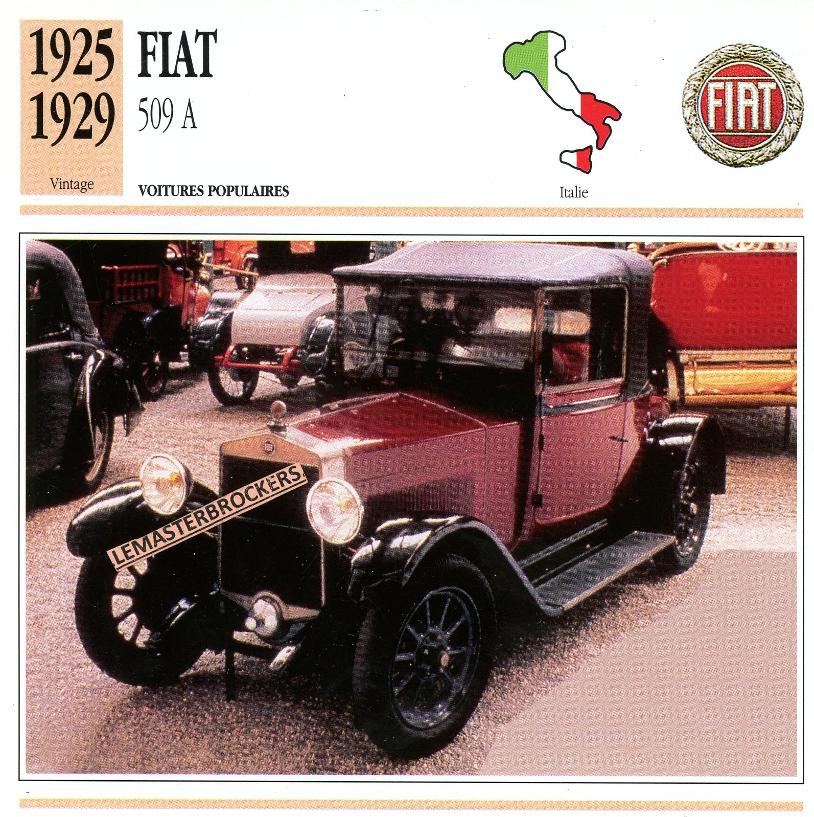FIAT-509-A-509A-FICHE-AUTO-CARD-CARS-LEMASTERBROCKERS