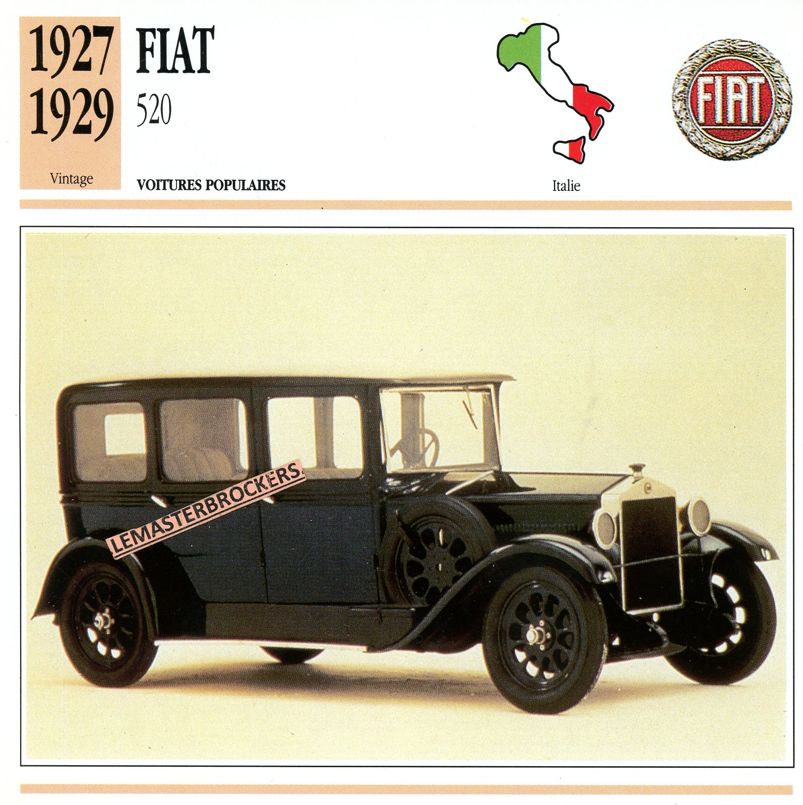 FIAT-520-1927-1929-FICHE-AUTO-CARD-CARS-LEMASTERBROCKERS